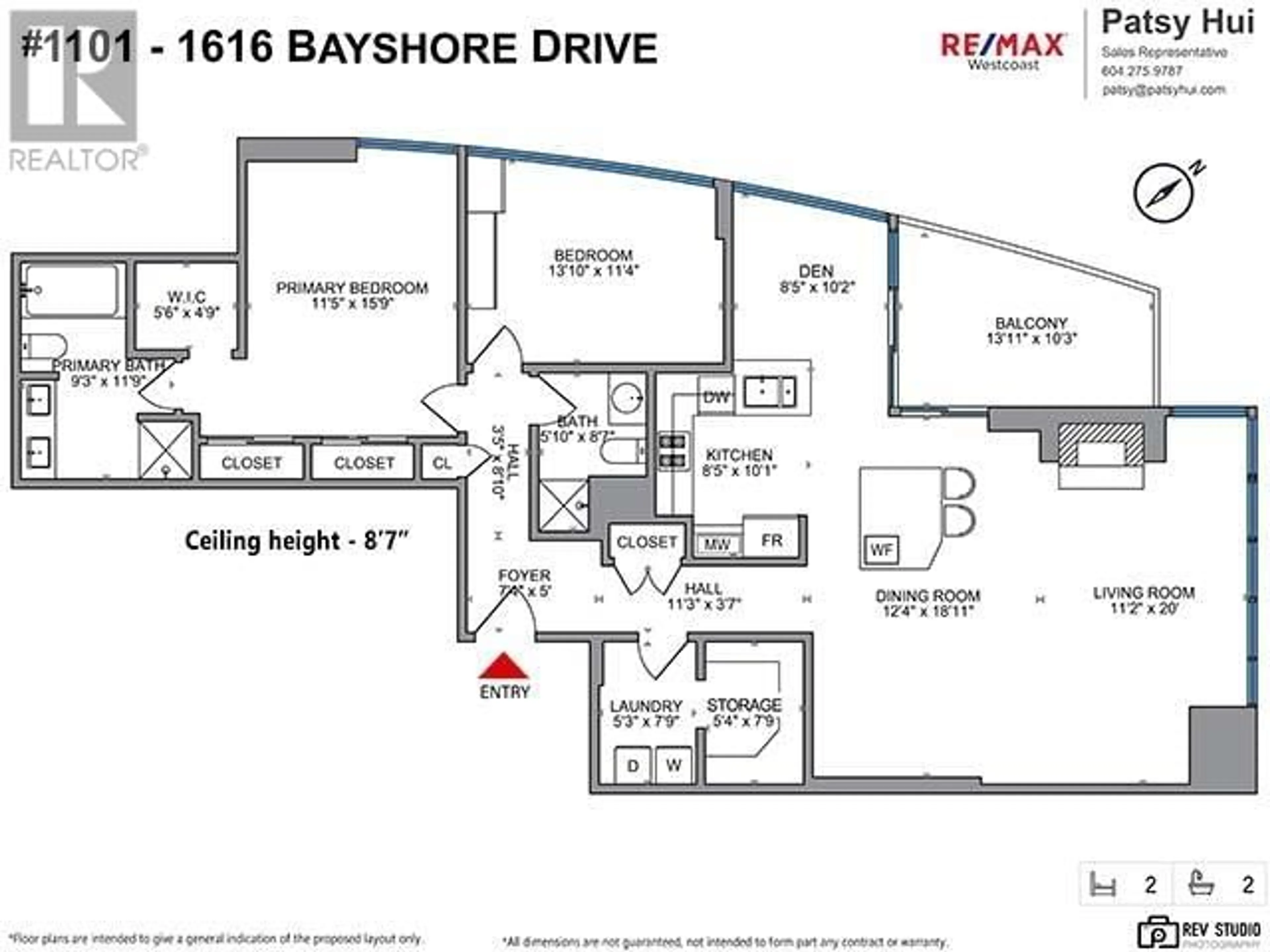 Floor plan for 1101 1616 BAYSHORE DRIVE, Vancouver British Columbia V6G3L1