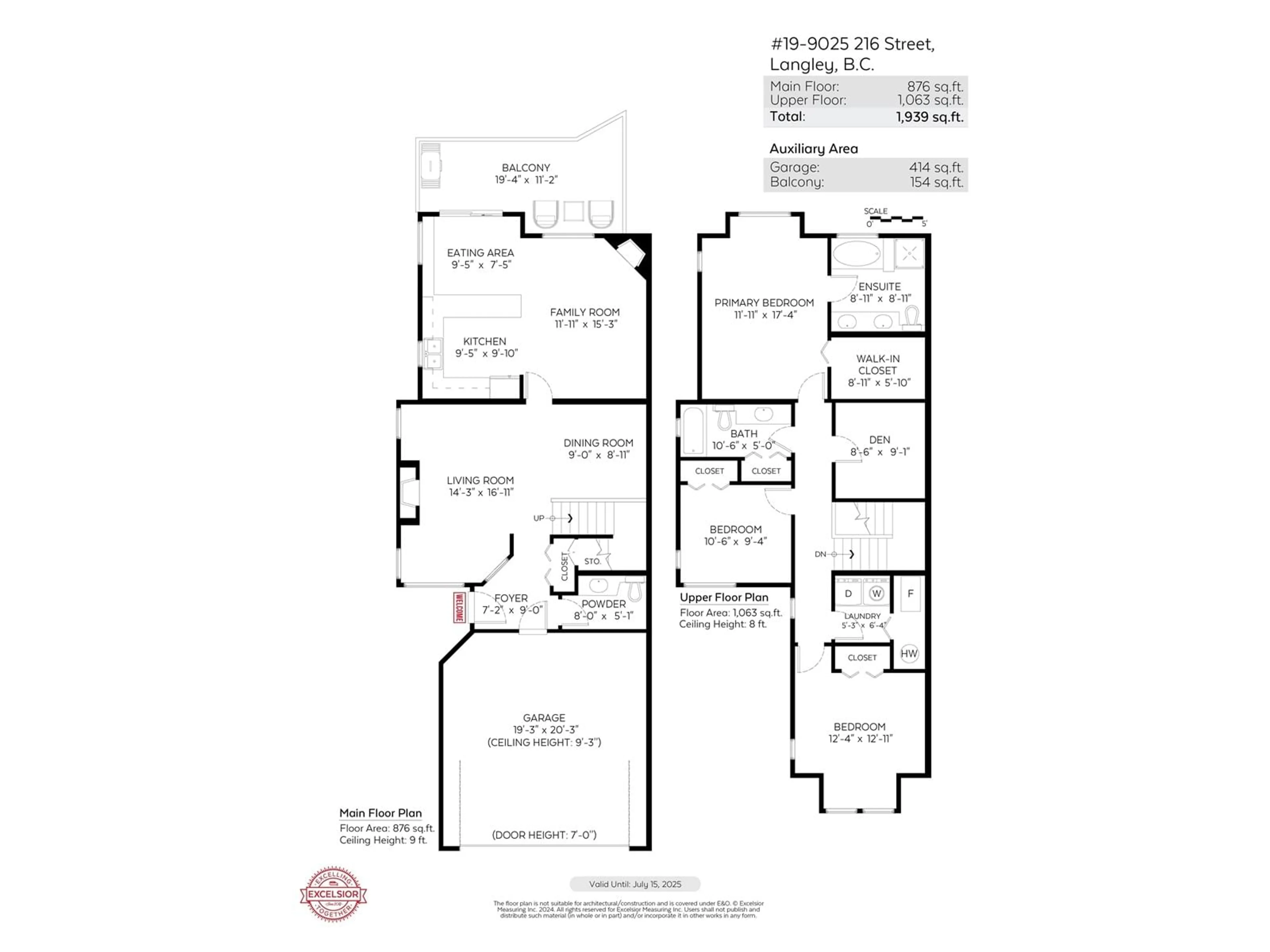 Floor plan for 19 9025 216 STREET, Langley British Columbia V1M2X6