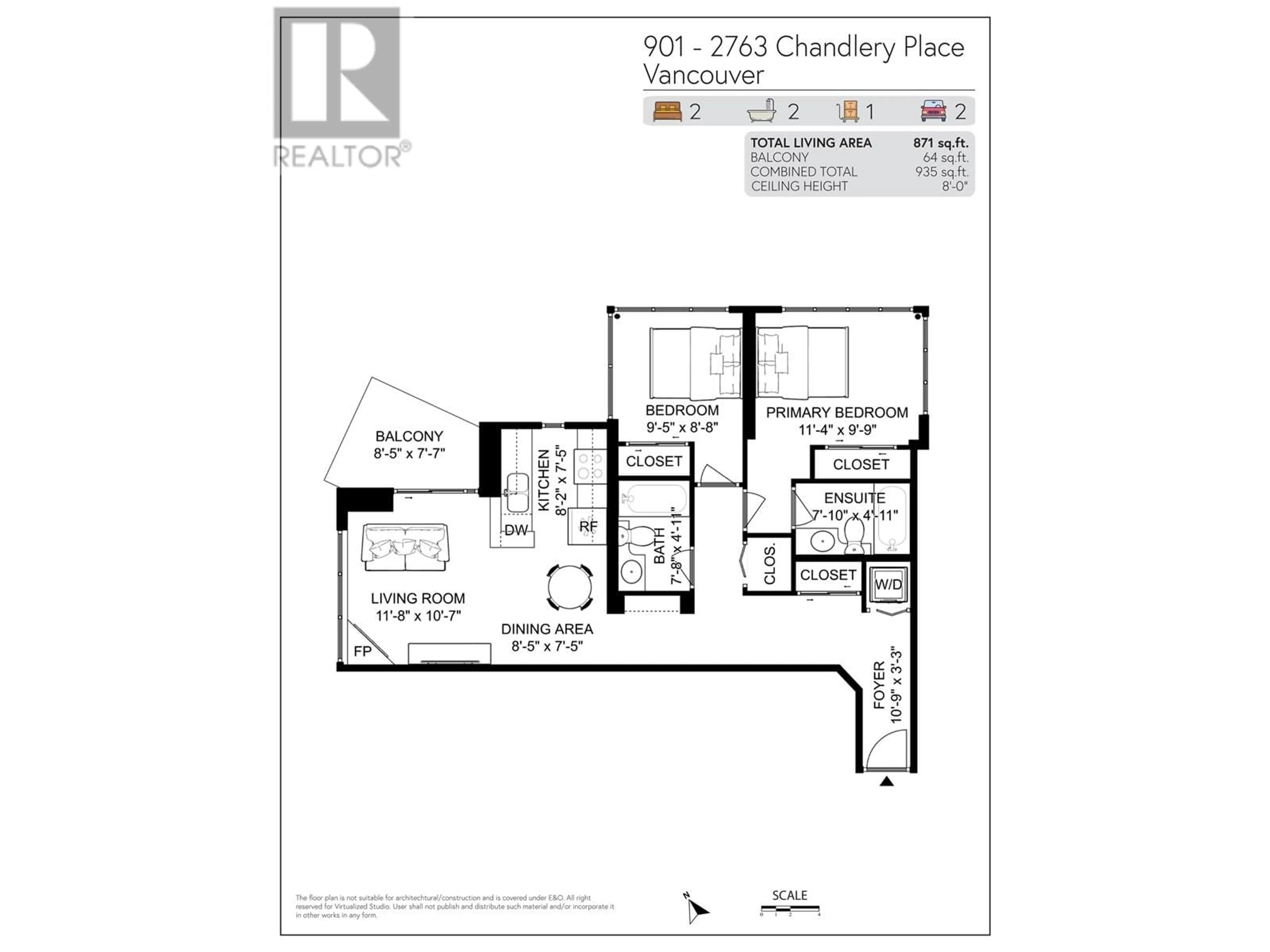 Floor plan for 901 2763 CHANDLERY PLACE, Vancouver British Columbia V5S4V4