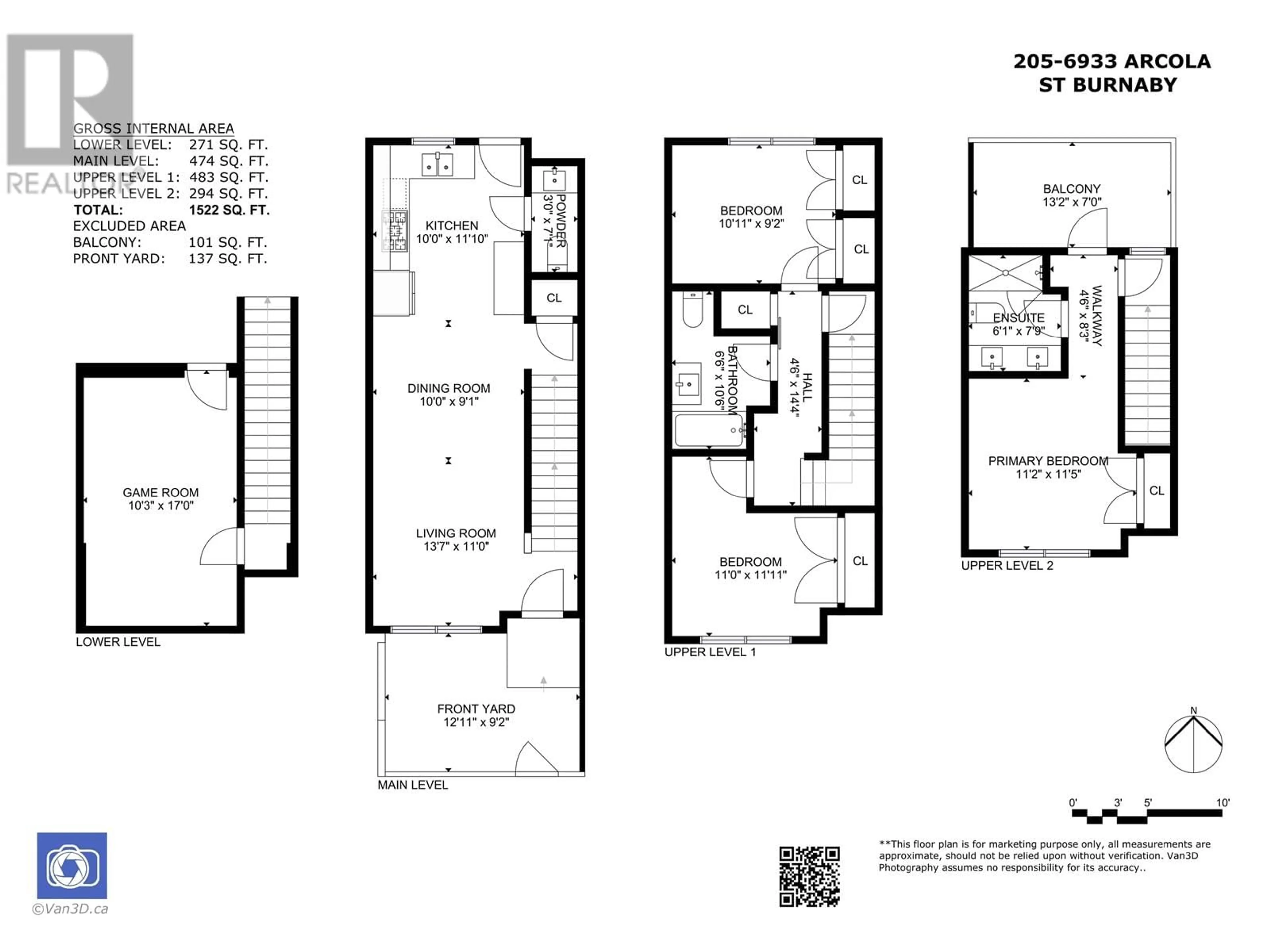 Floor plan for 205 6933 ARCOLA STREET, Burnaby British Columbia V5E0C4