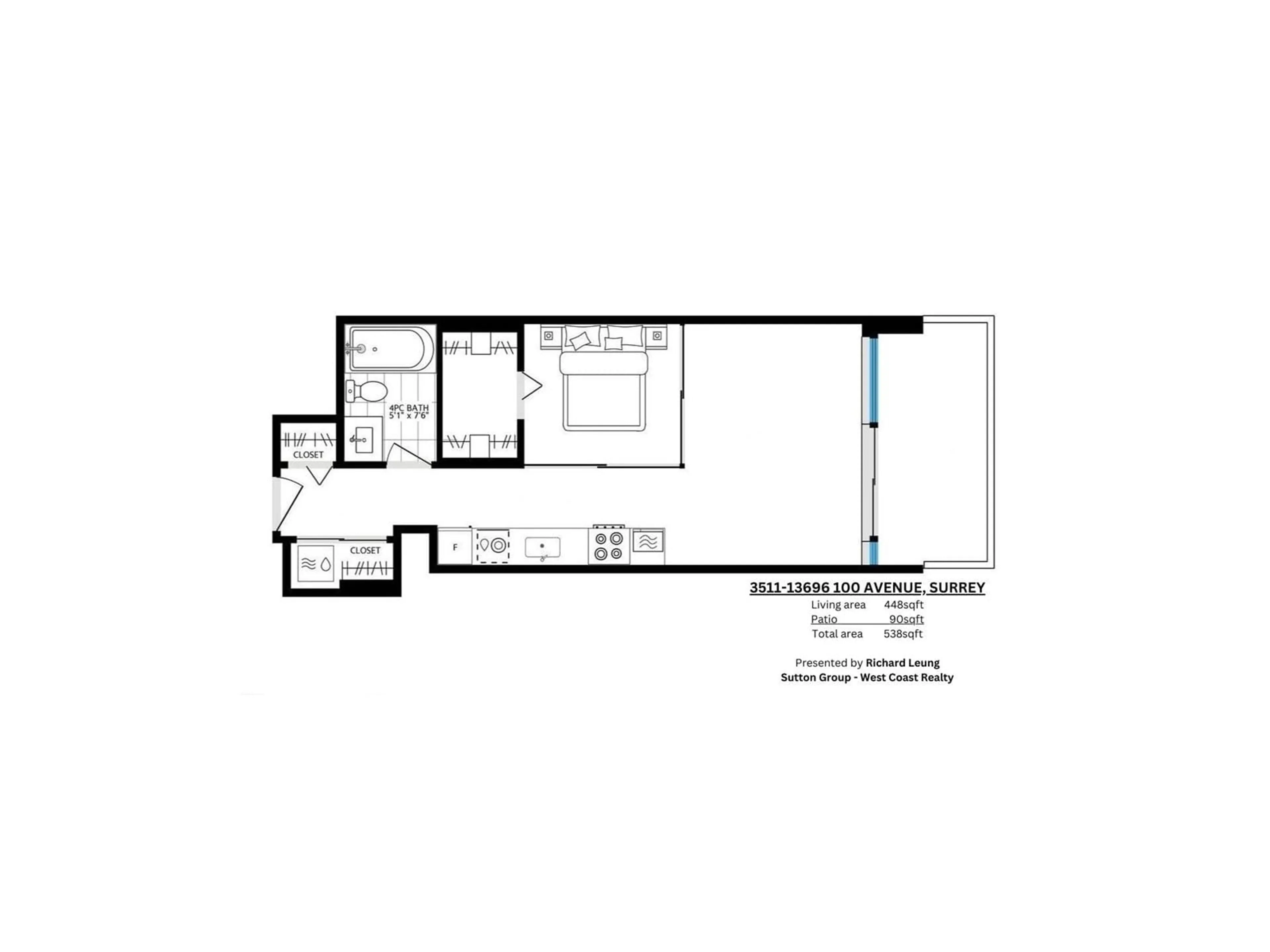 Floor plan for 3511 13696 100 AVENUE, Surrey British Columbia V3T0L5