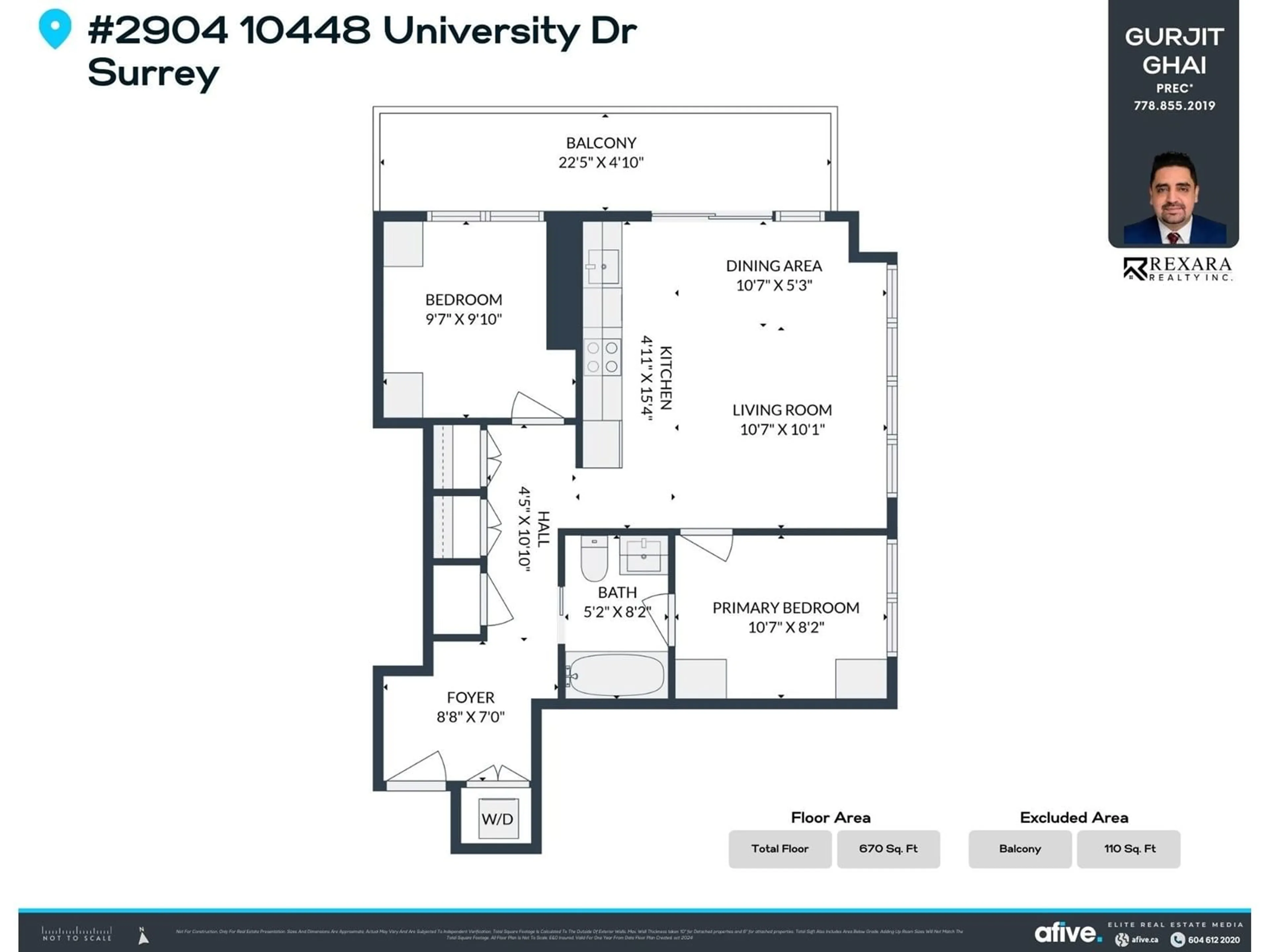 Floor plan for 2904 10448 UNIVERSITY DRIVE, Surrey British Columbia V3T0S7