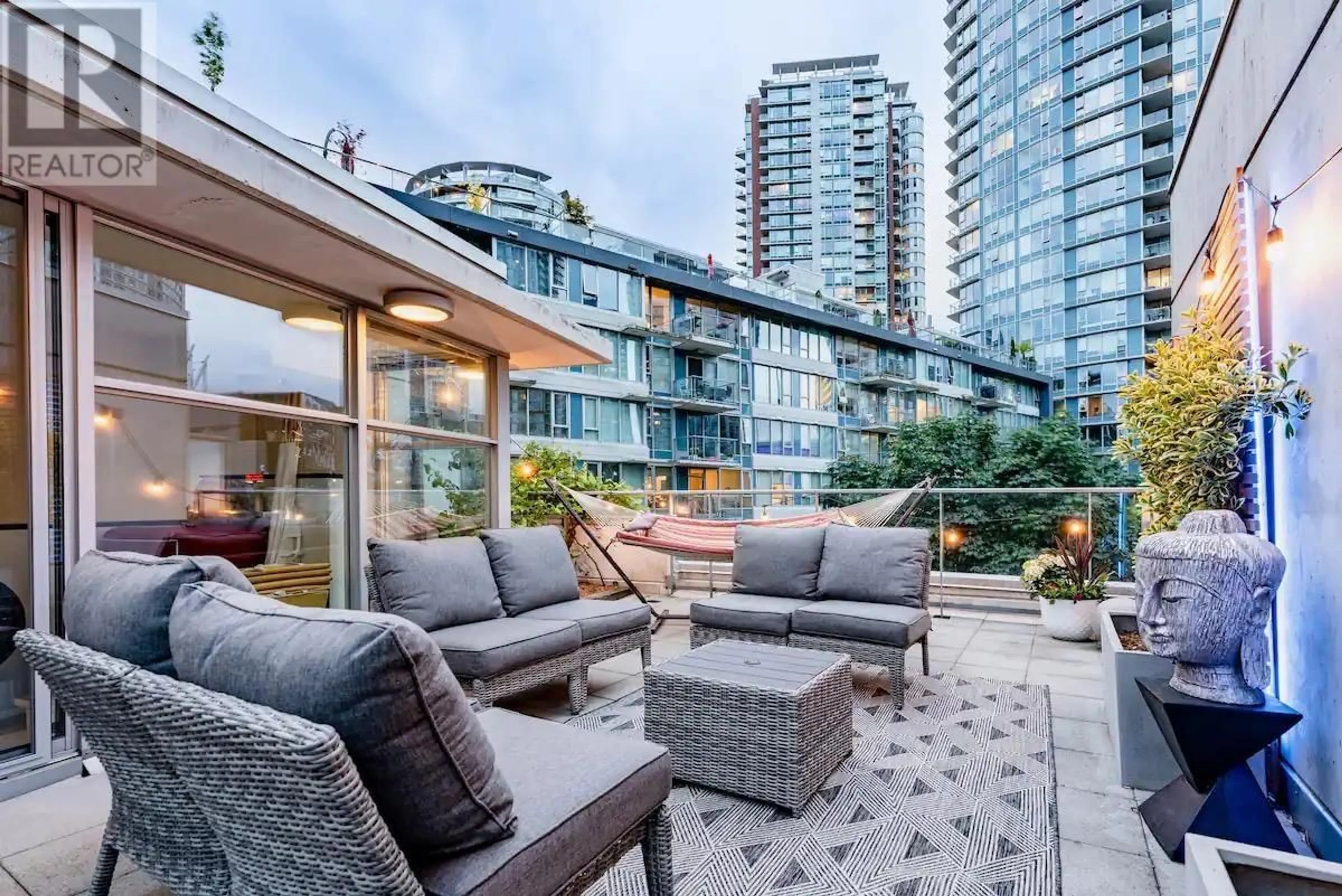 Patio, city buildings view from balcony for 226 - 188 KEEFER PLACE, Vancouver British Columbia V6B0J1