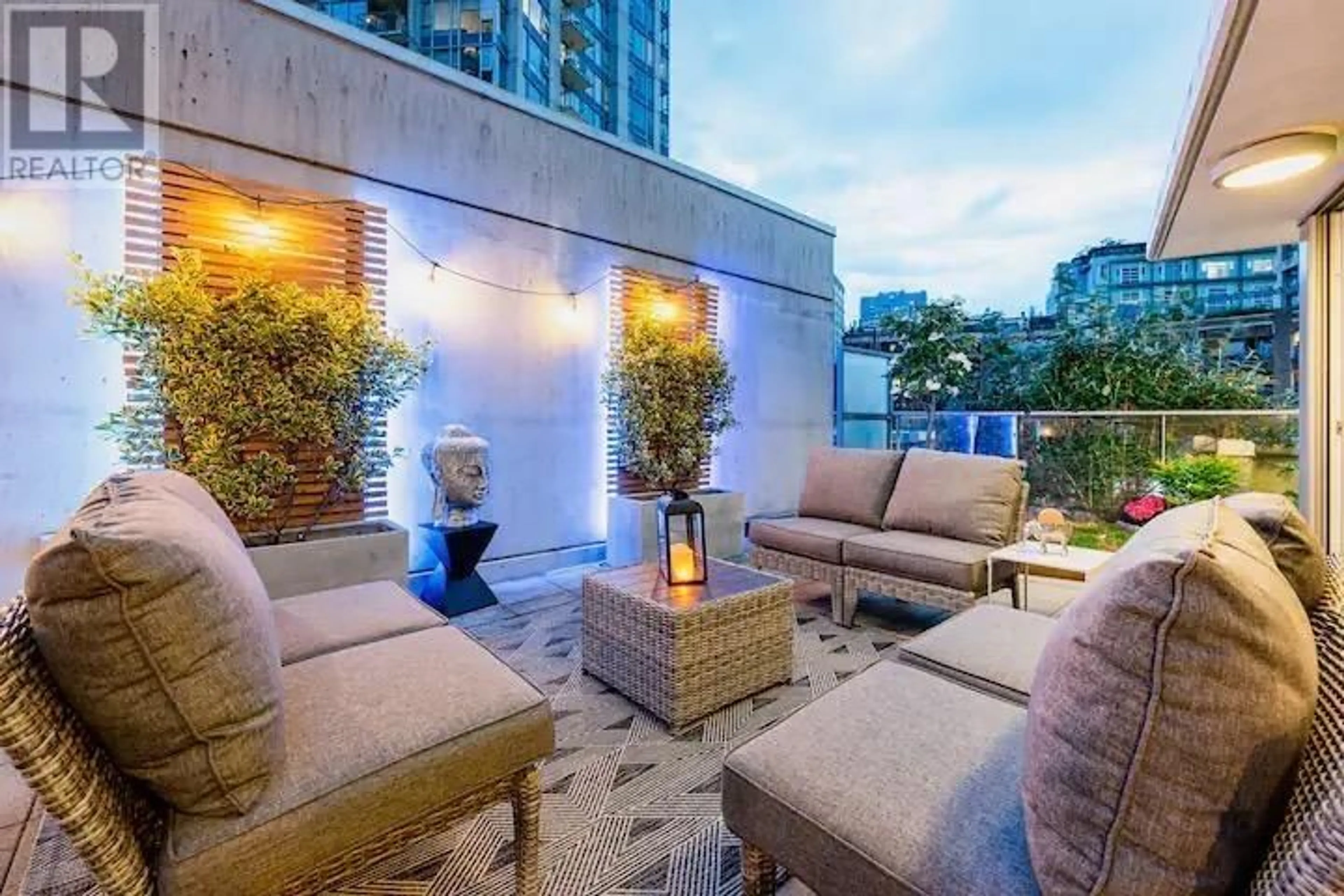 Patio, city buildings view from balcony for 226 - 188 KEEFER PLACE, Vancouver British Columbia V6B0J1