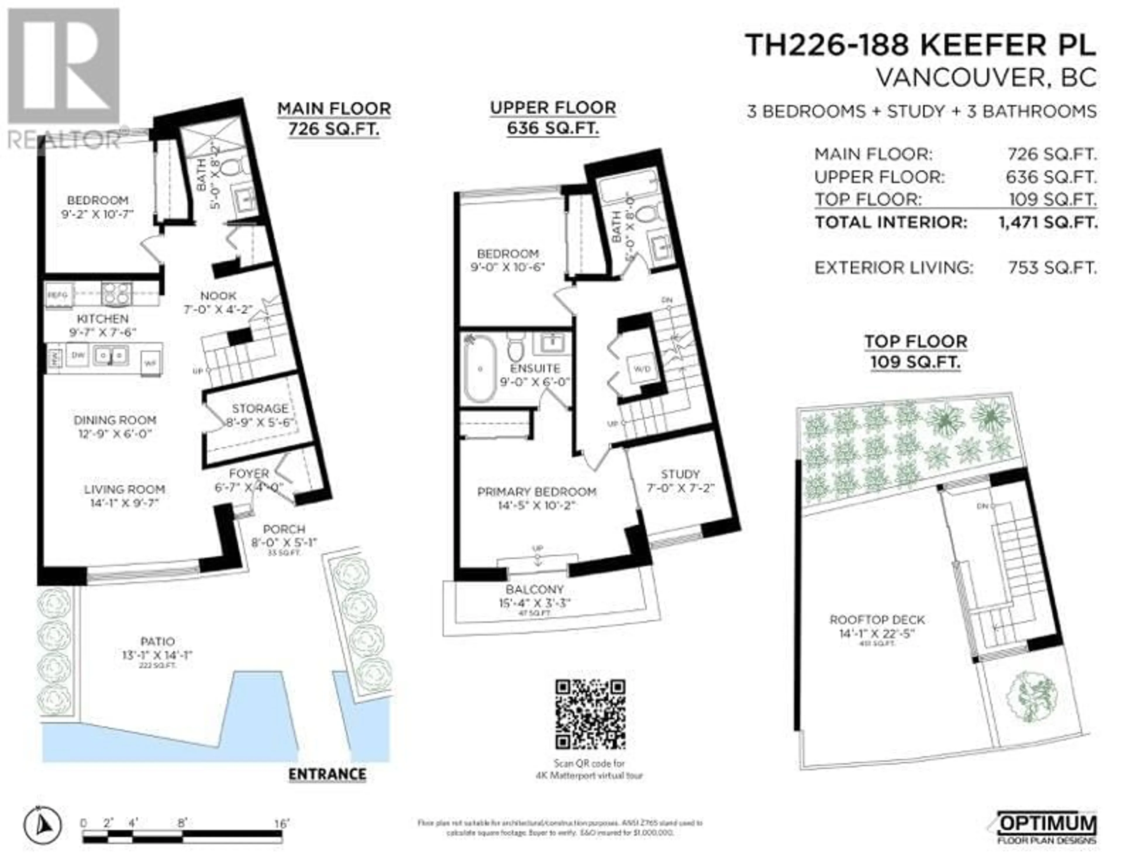 Floor plan for 226 188 KEEFER PLACE, Vancouver British Columbia V6B0J1