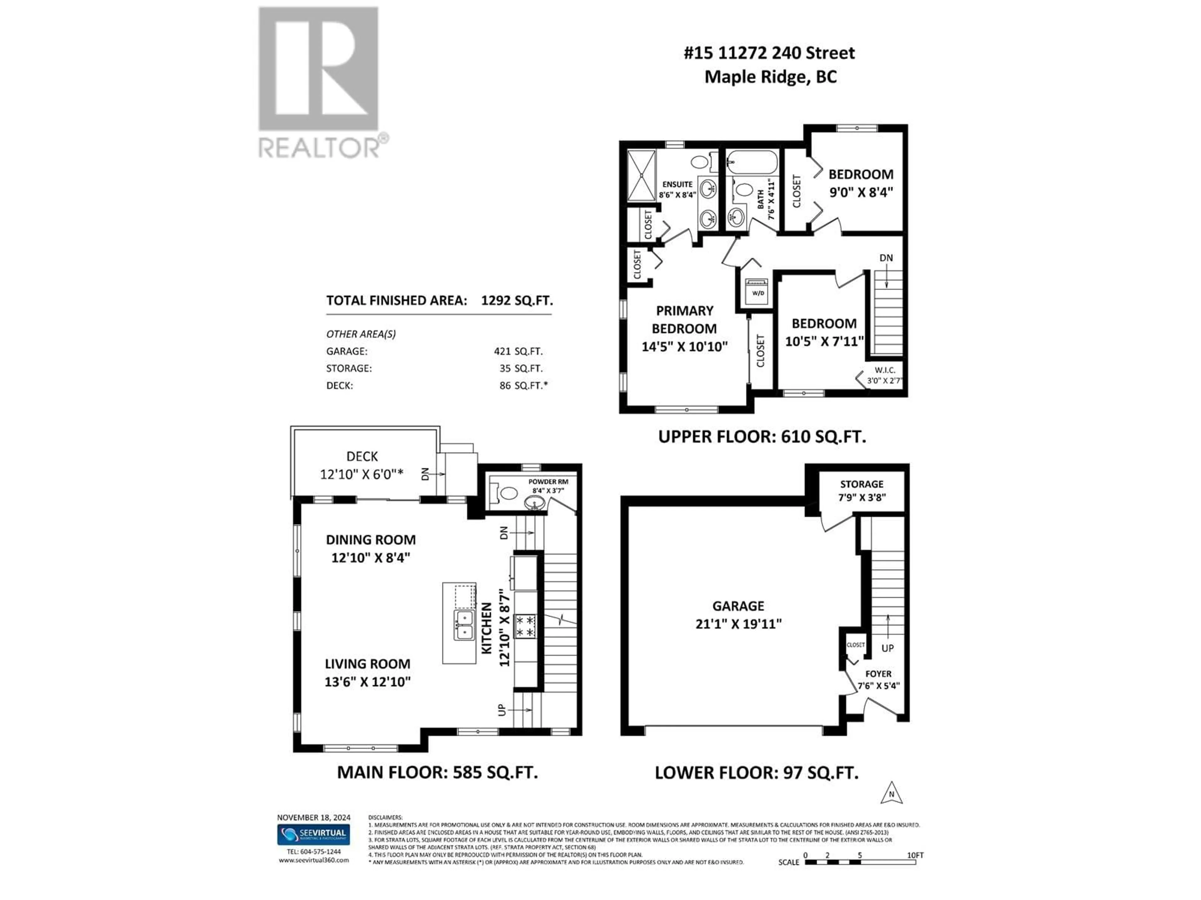 Floor plan for 15 11272 240 STREET, Maple Ridge British Columbia V2W0J8