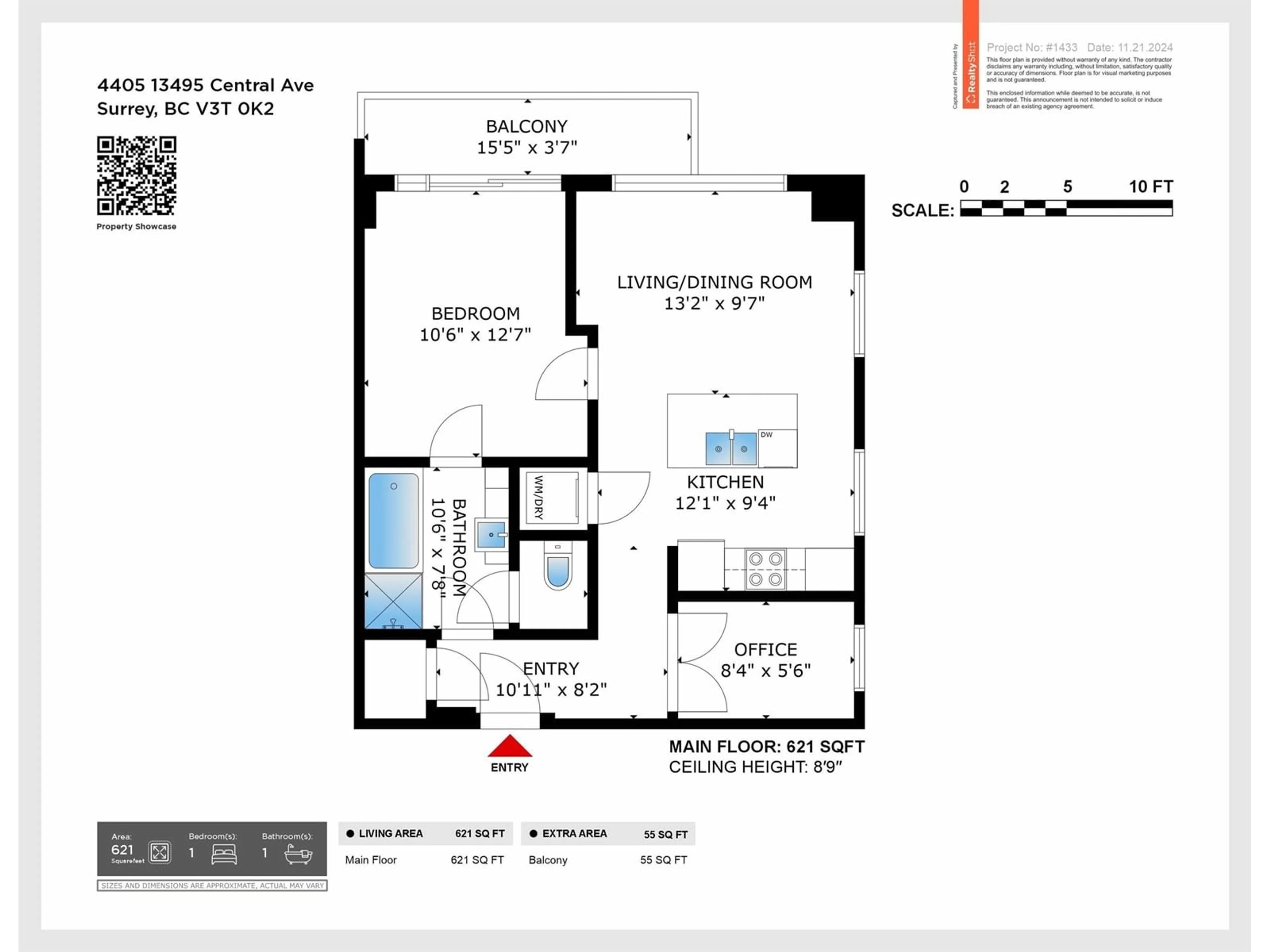 Floor plan for 4405 13495 CENTRAL AVENUE, Surrey British Columbia V3T0K2