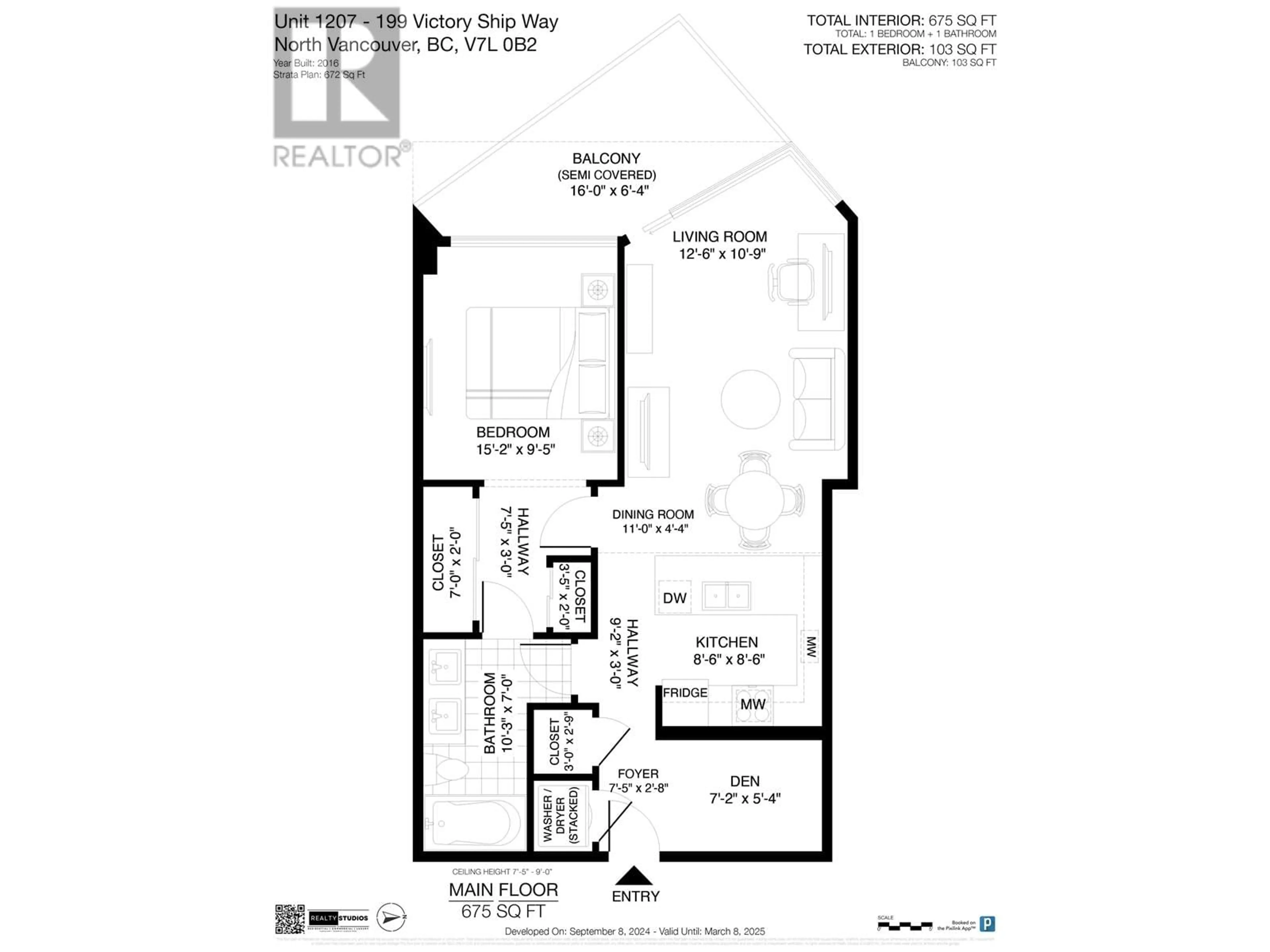 Floor plan for 1207 199 VICTORY SHIP WAY, North Vancouver British Columbia V7L0E2