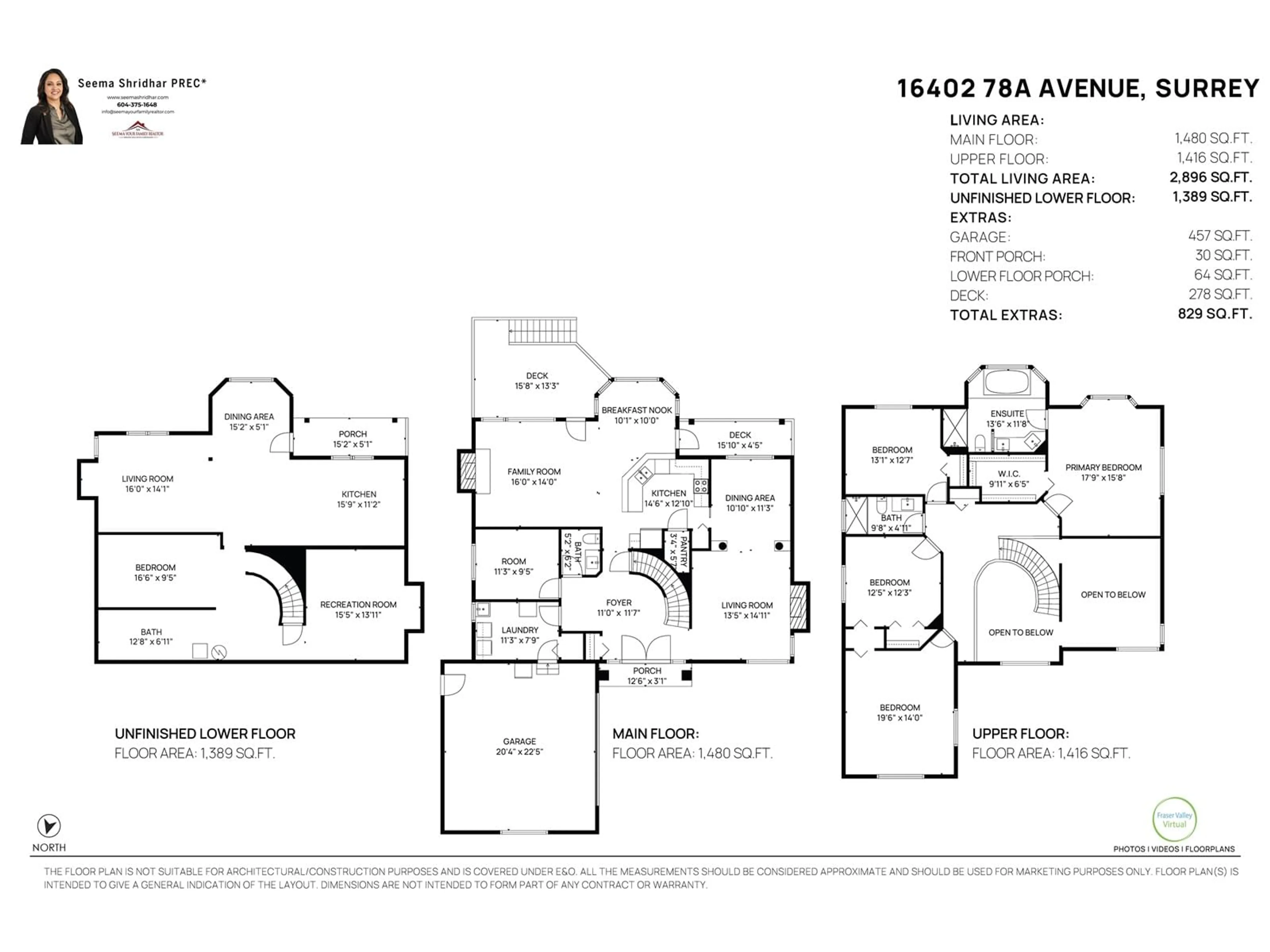 Floor plan for 16402 78A AVENUE, Surrey British Columbia V4N0M5