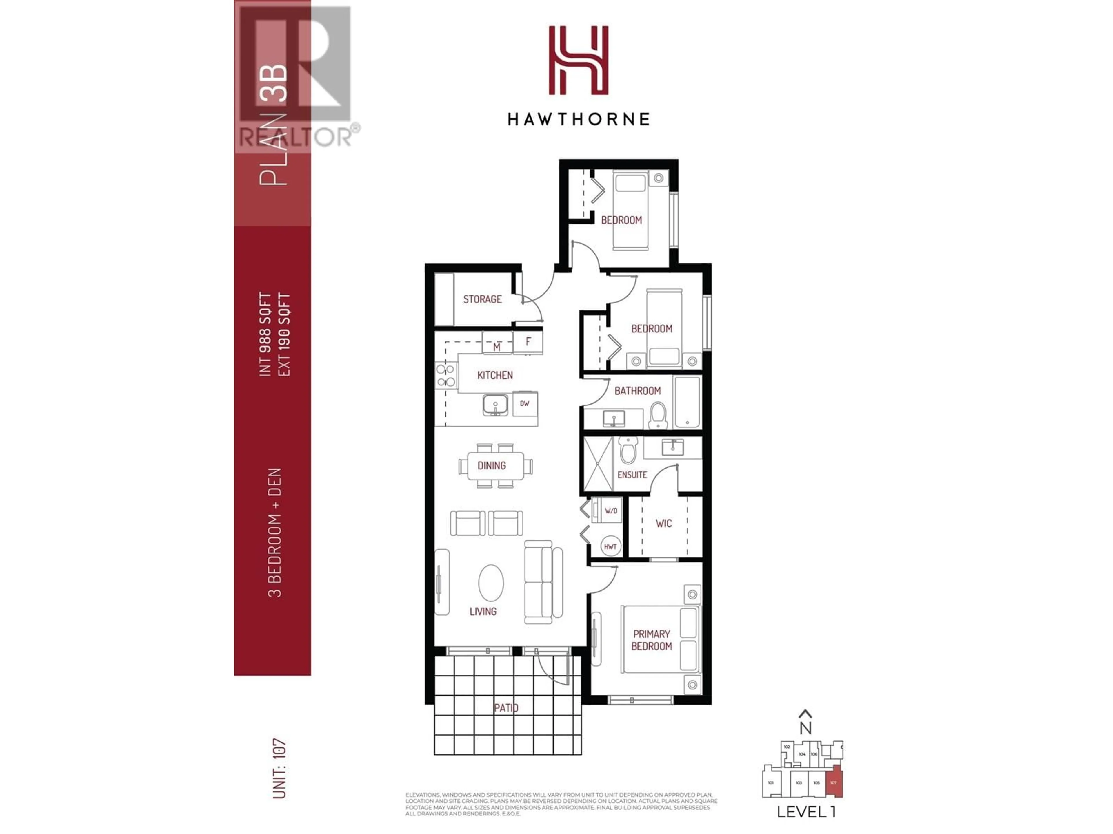 Floor plan for 107 2277 HAWTHORNE AVENUE, Port Coquitlam British Columbia N0N0N0