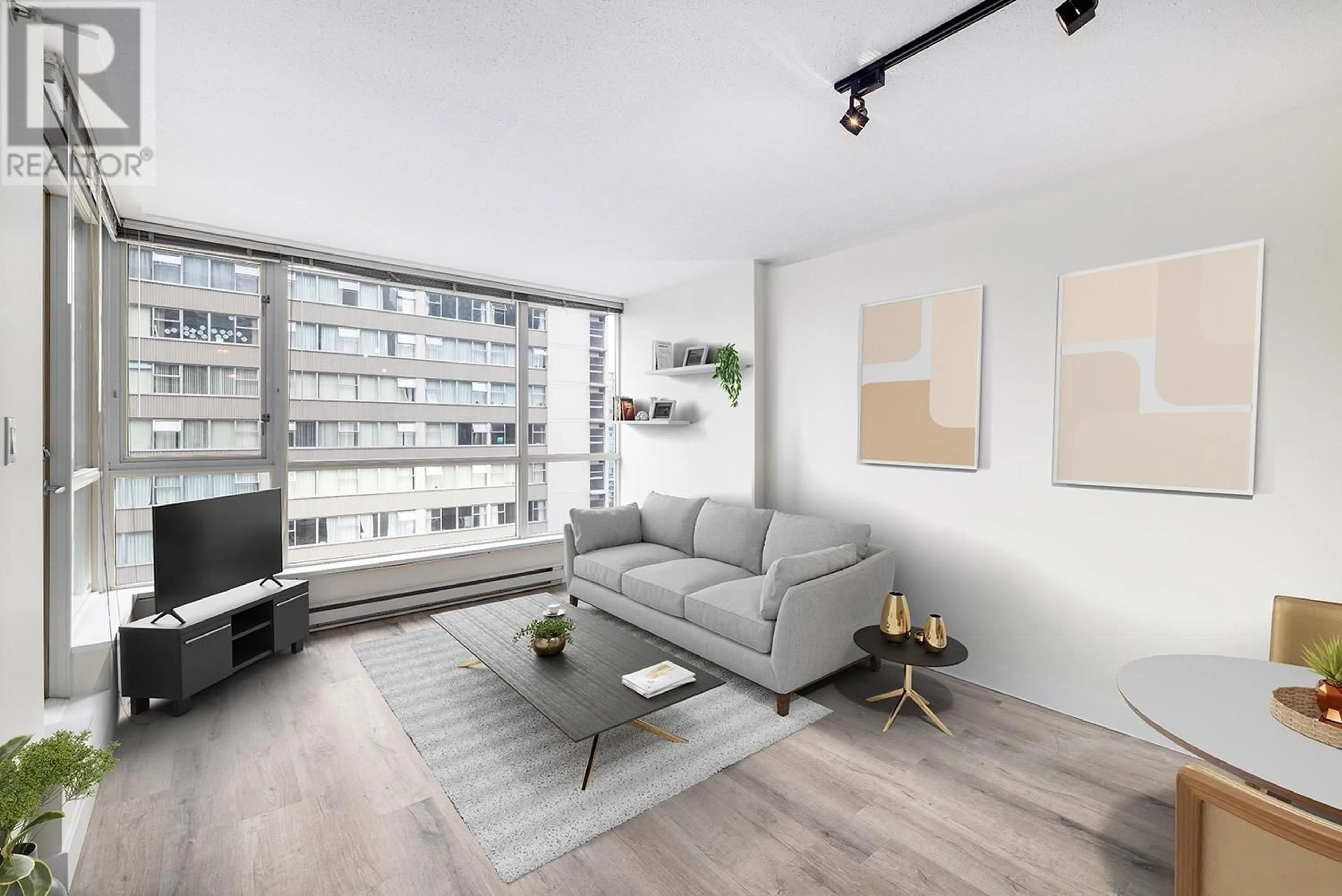 Living room, wood floors for 1005 1420 W GEORGIA STREET, Vancouver British Columbia V6G3K4