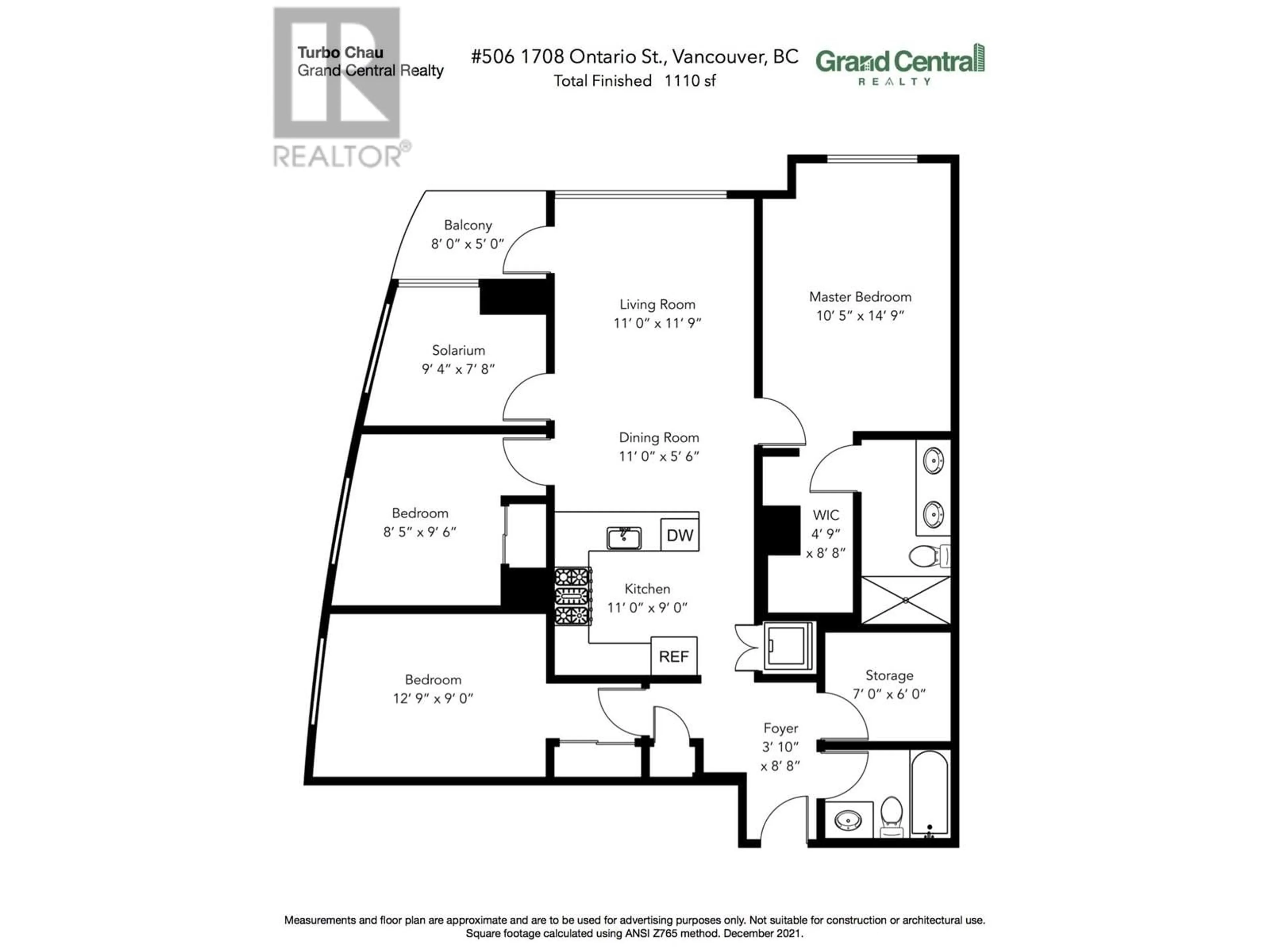 Floor plan for 506 1708 ONTARIO STREET, Vancouver British Columbia V5T0J7