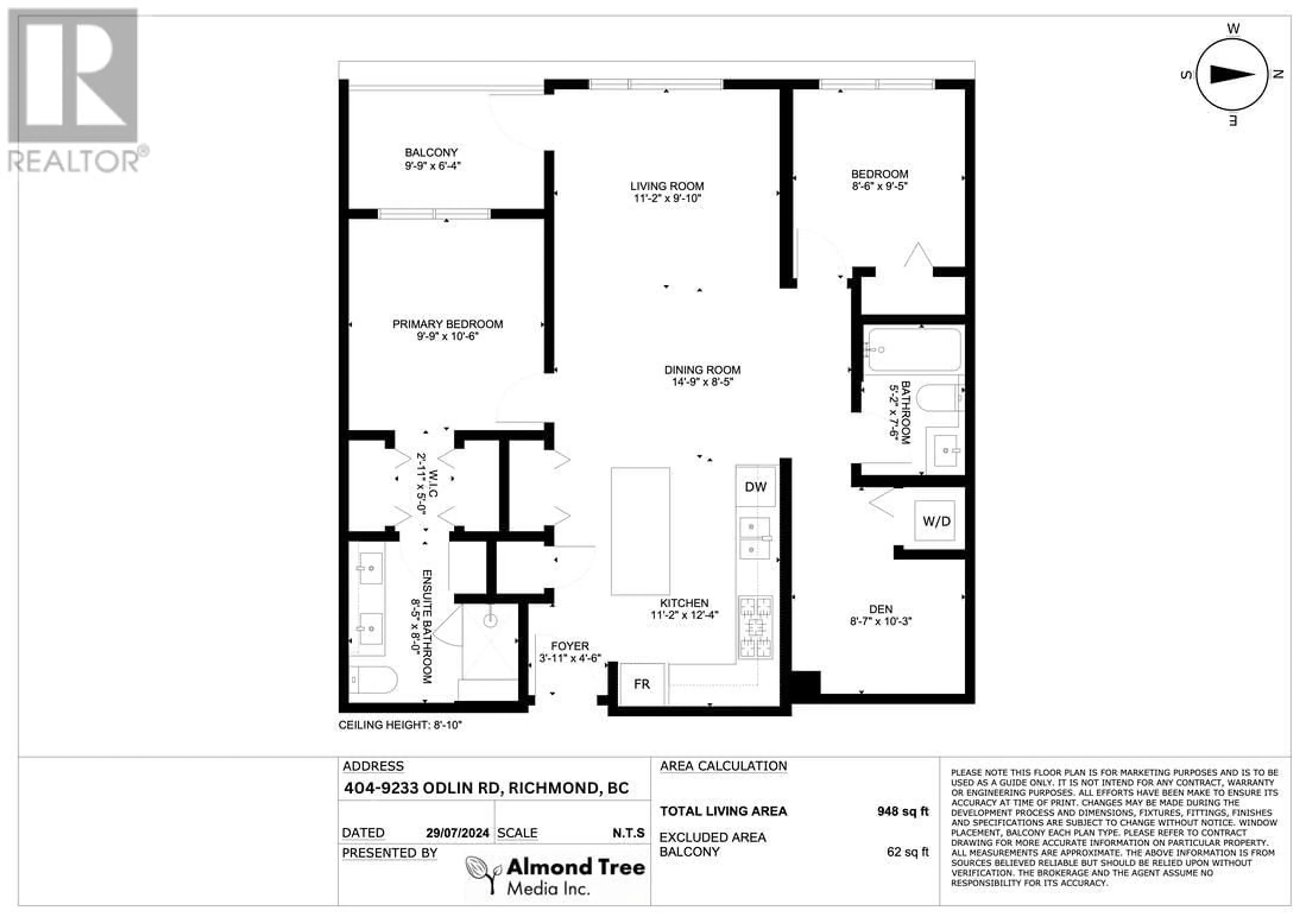 Floor plan for 404 9233 ODLIN ROAD, Richmond British Columbia V6X0V4