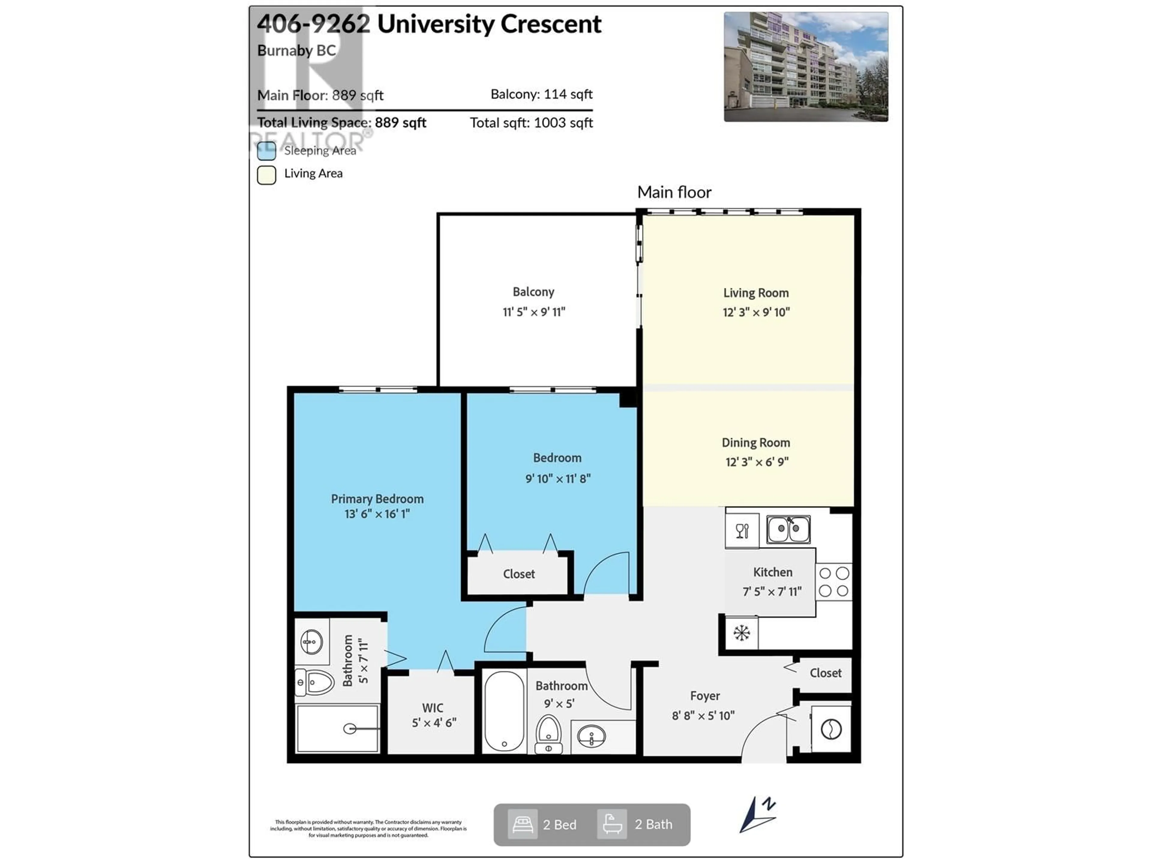 Floor plan for 406 9232 UNIVERSITY CRESCENT, Burnaby British Columbia V5A0A3