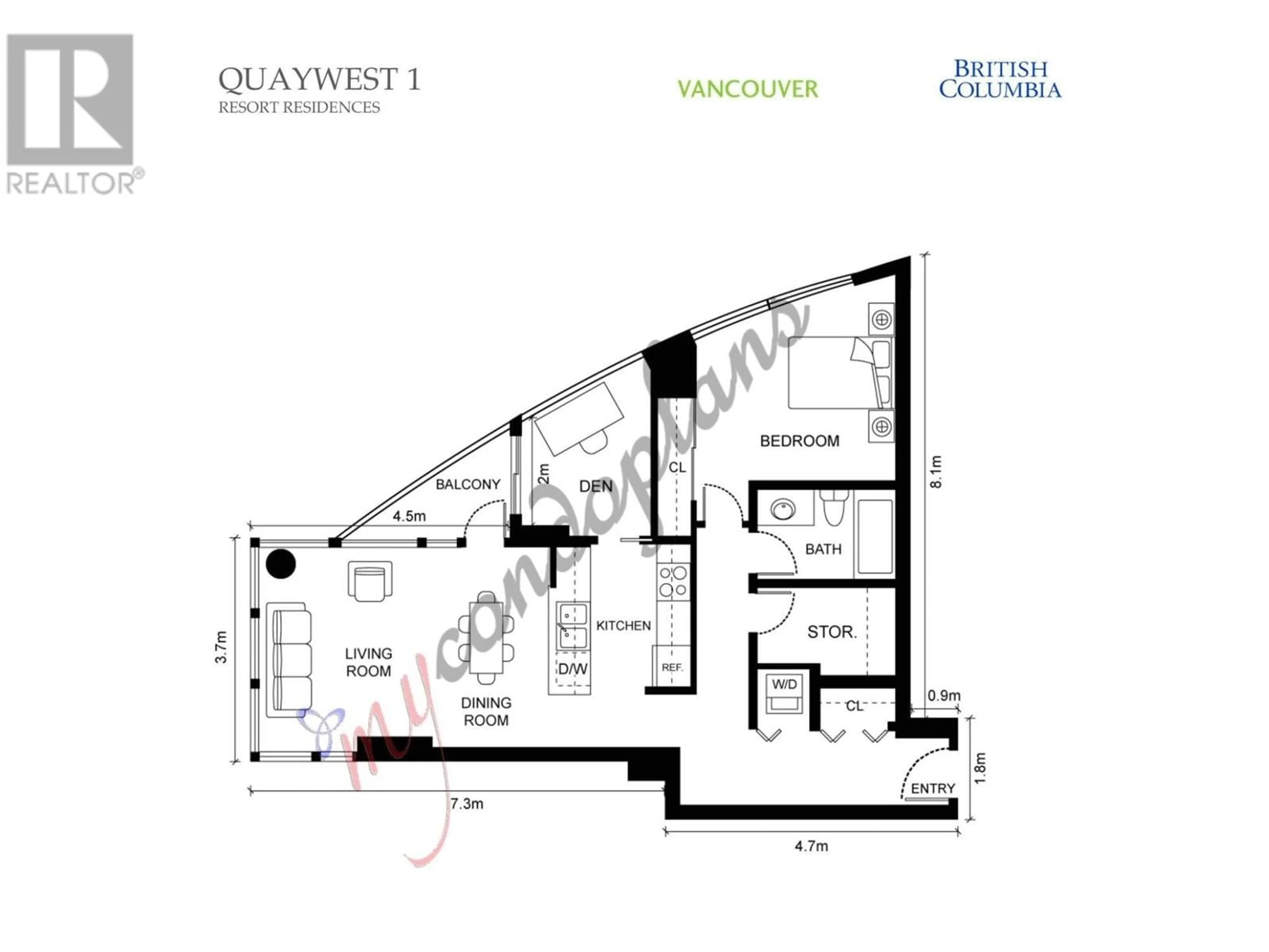 Floor plan for 1101 1033 MARINASIDE CRESCENT, Vancouver British Columbia V6Z3A3