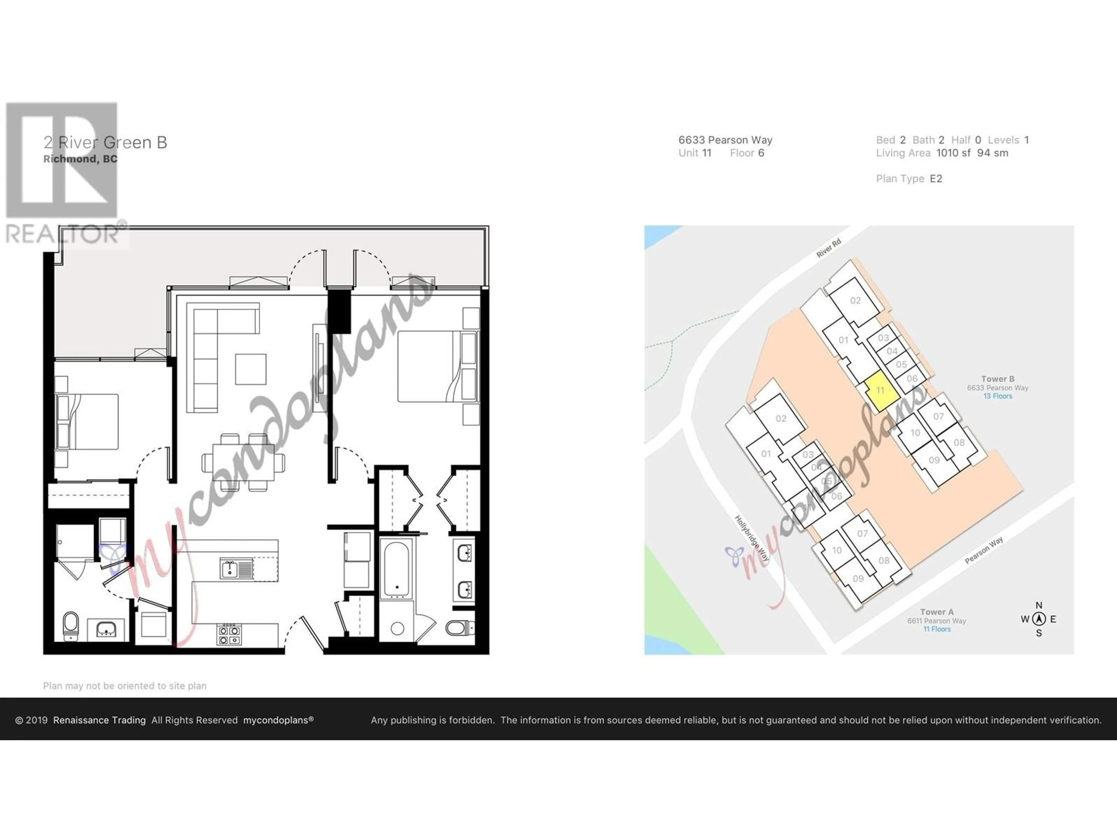 Floor plan for 611 6633 PEARSON WAY, Richmond British Columbia V7C0C4