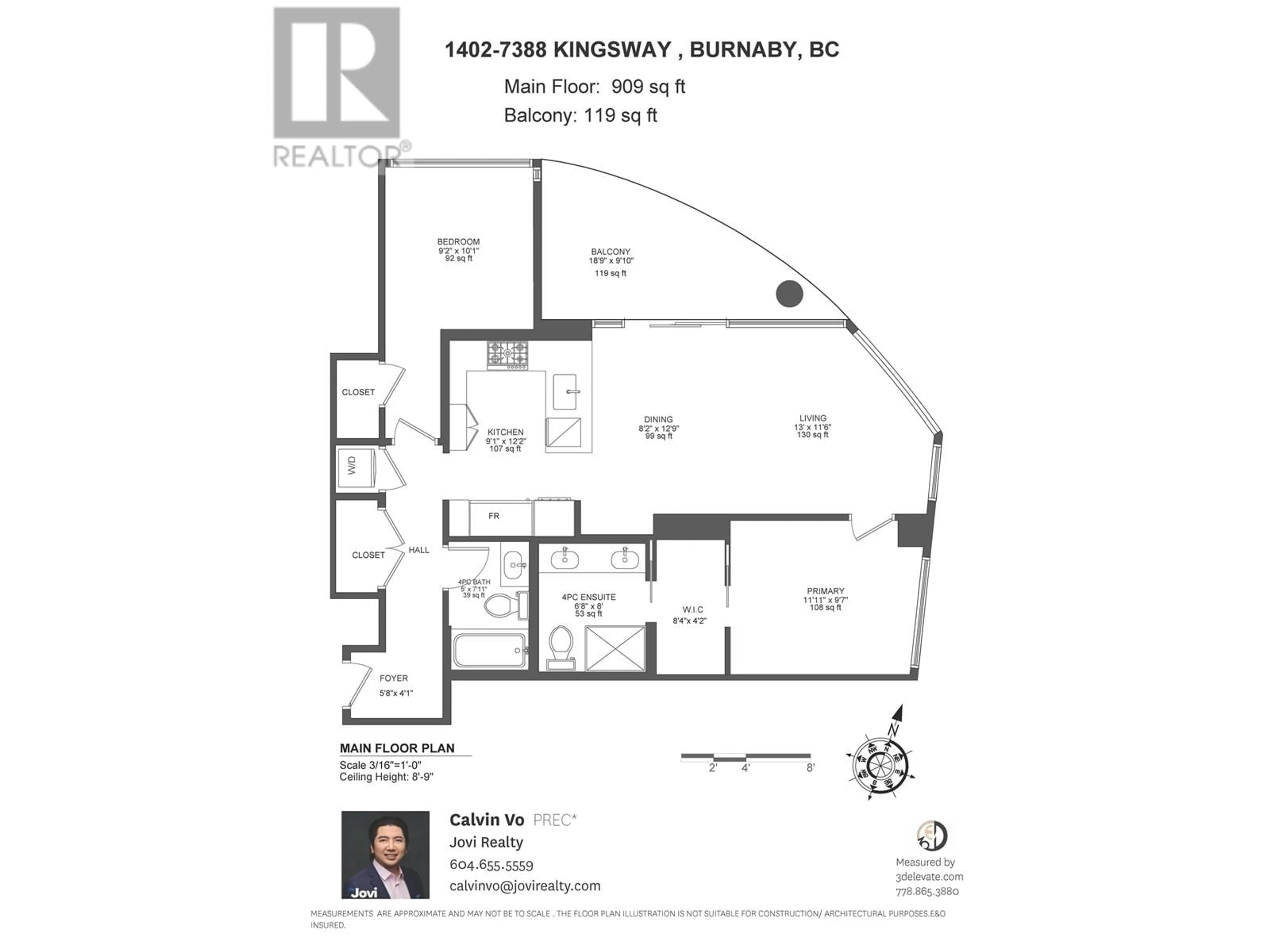 Floor plan for 1402 7388 KINGSWAY, Burnaby British Columbia V3N0G9