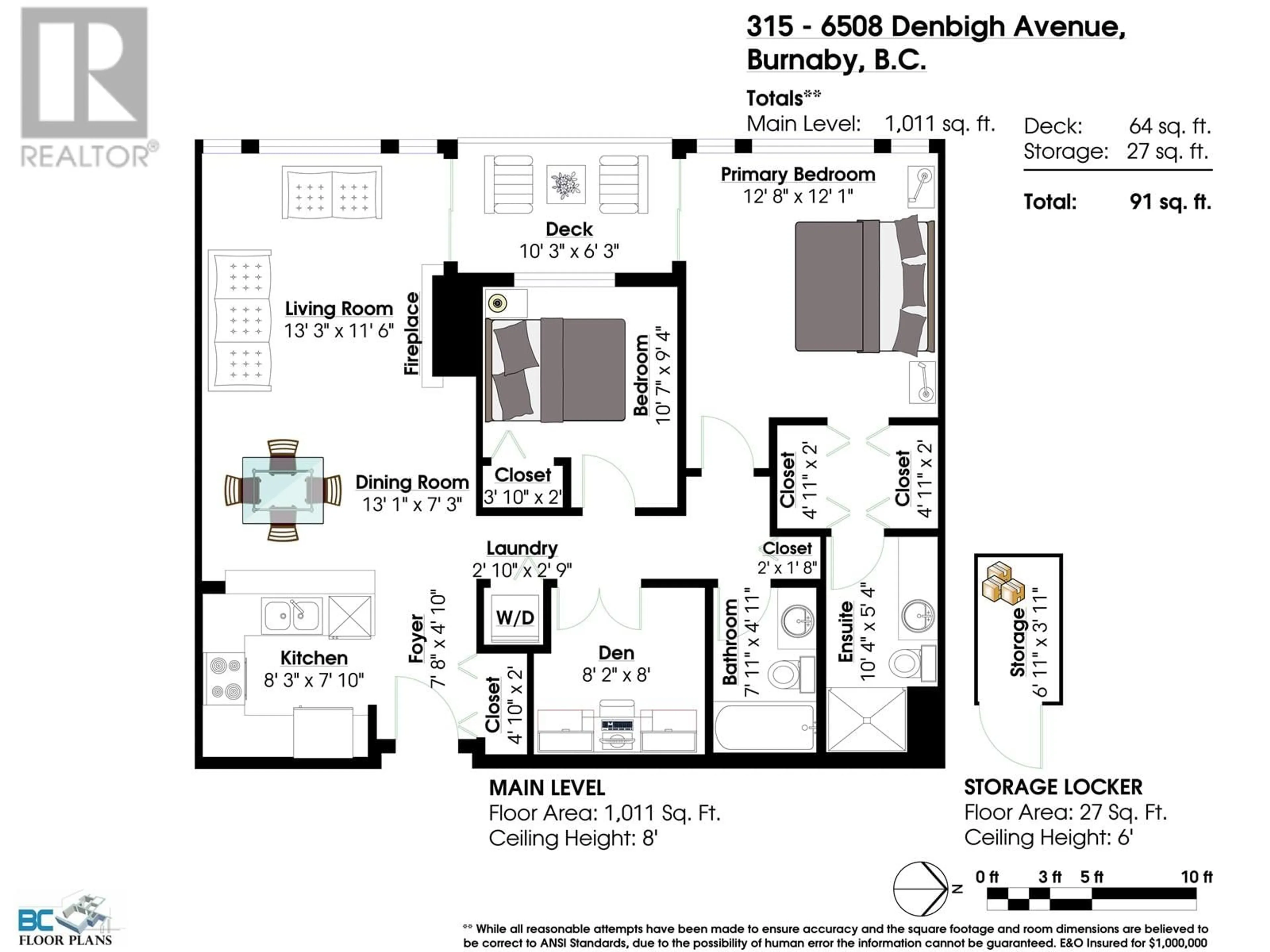 Floor plan for 315 6508 DENBIGH AVENUE, Burnaby British Columbia V5H4W6