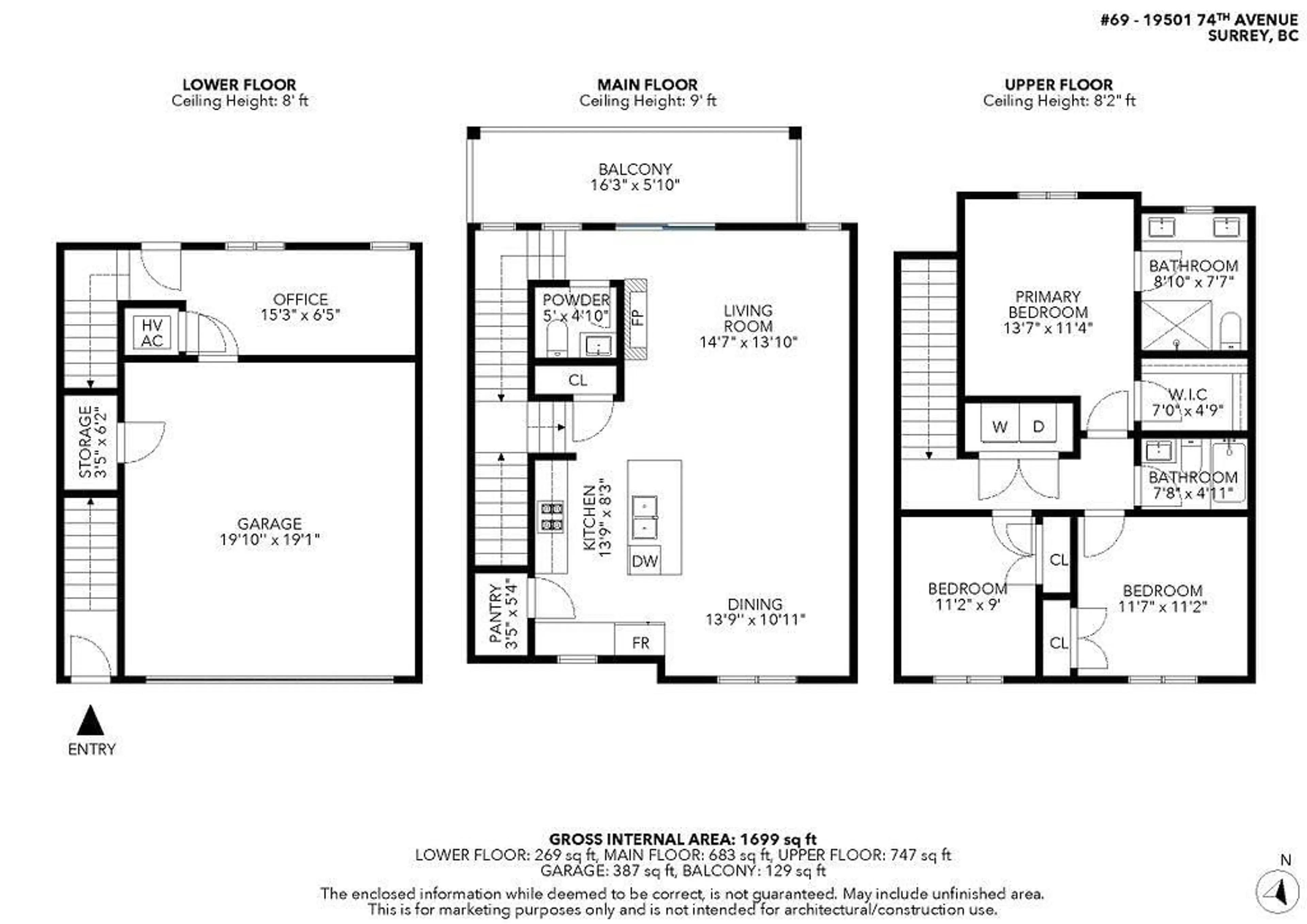 Floor plan for 69 19501 74 AVENUE, Surrey British Columbia V4N6V7