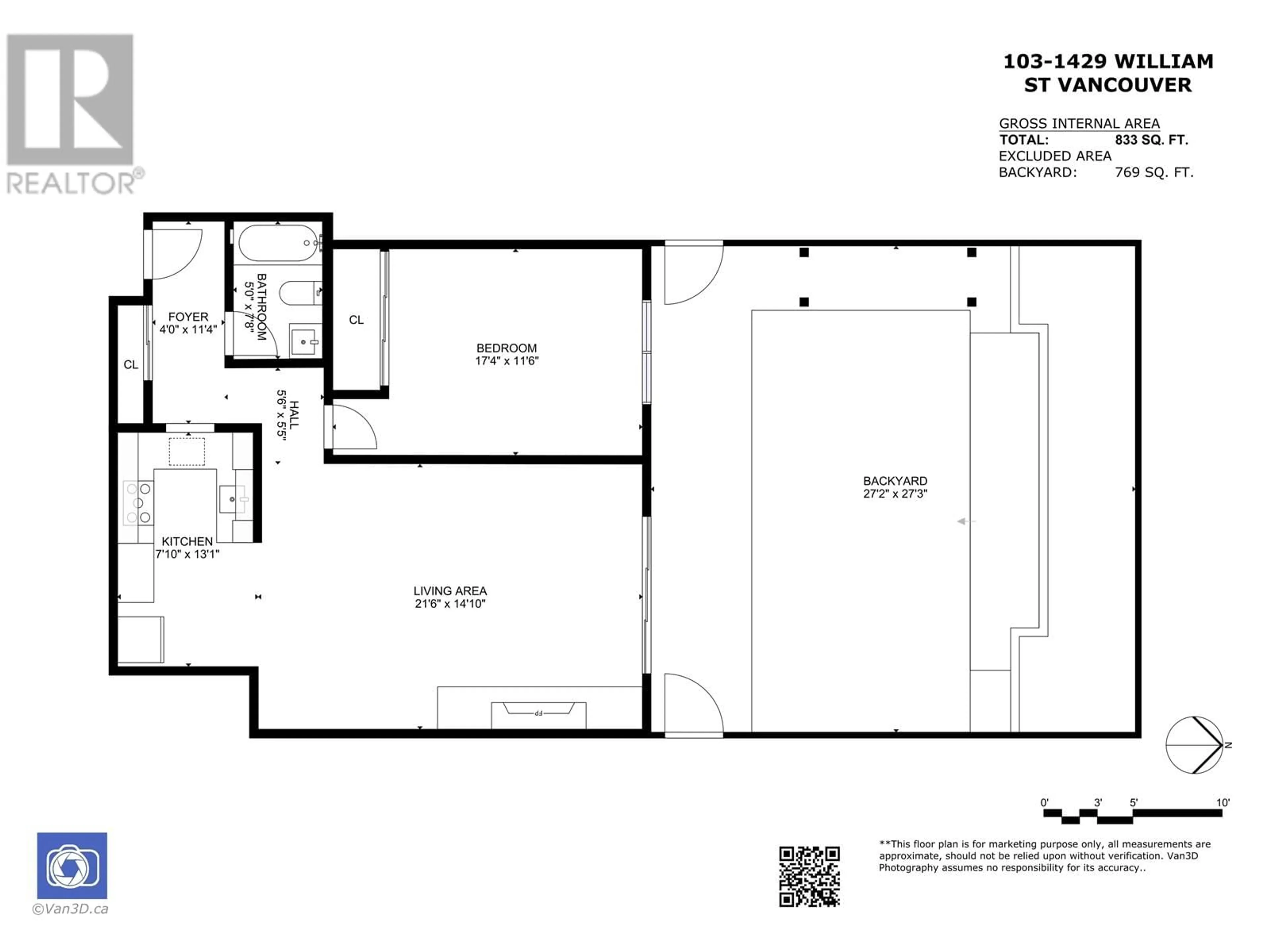 Floor plan for 103 1429 WILLIAM STREET, Vancouver British Columbia V5L4W8