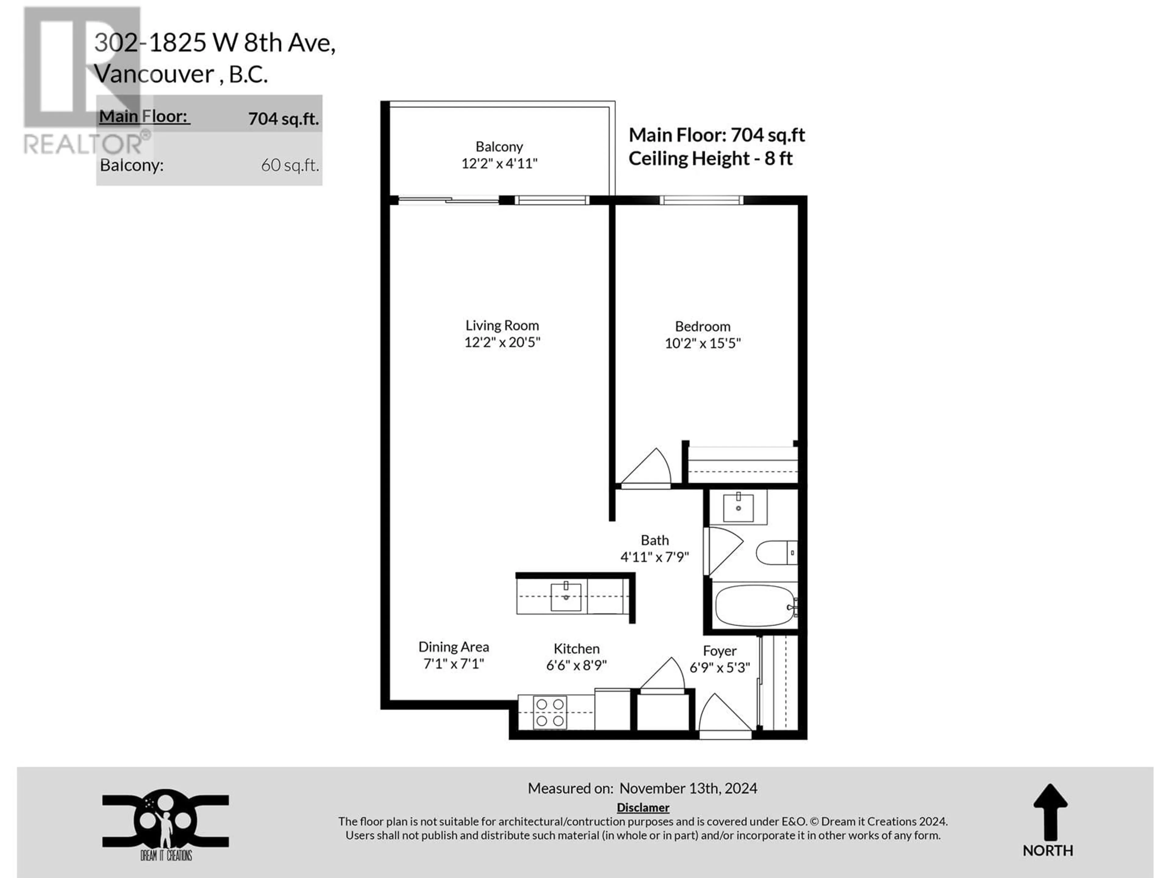 Floor plan for 302 1825 W 8TH AVENUE, Vancouver British Columbia V6J1V9