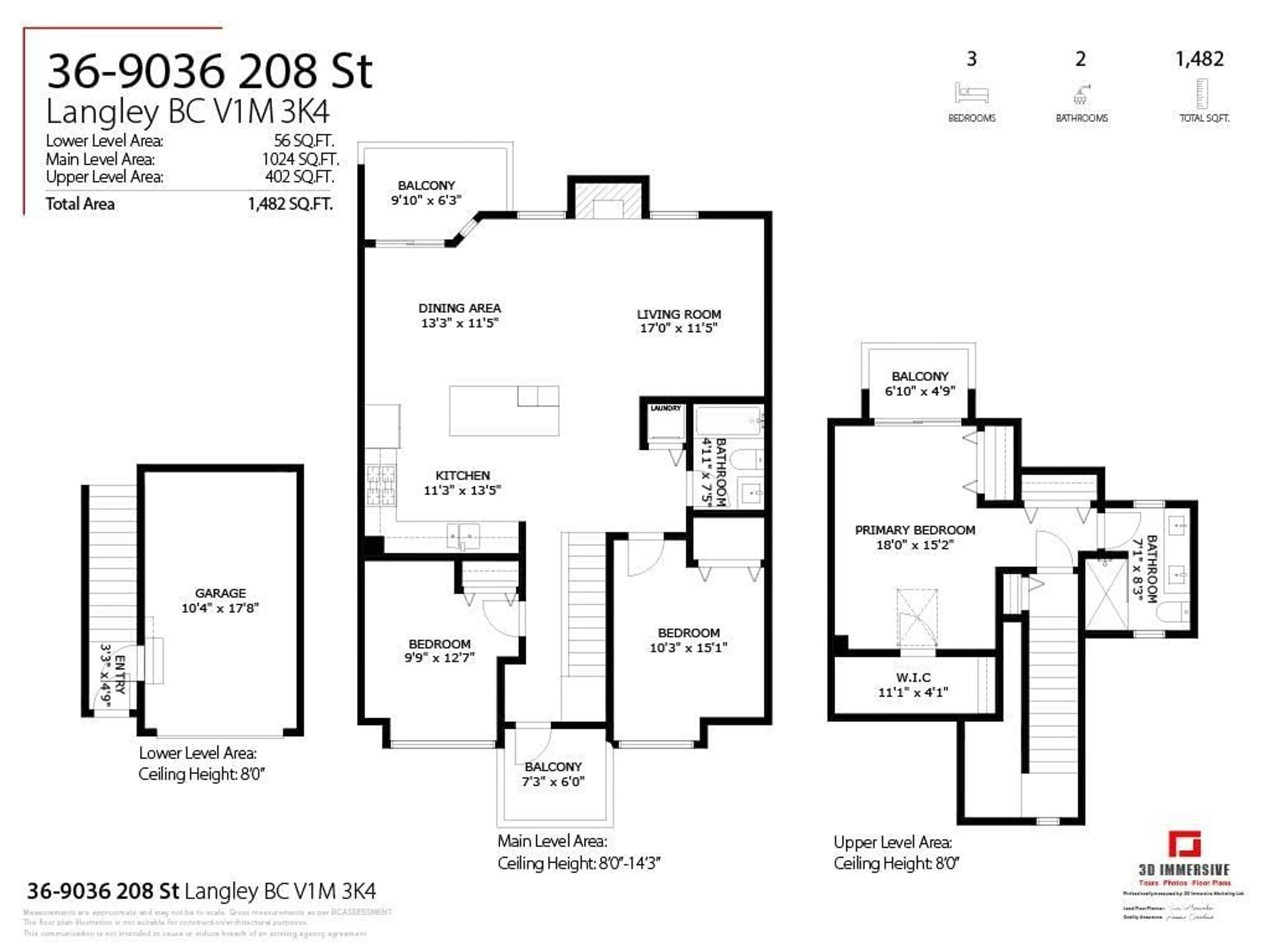 Floor plan for 36 9036 208 STREET, Langley British Columbia V1M3K4