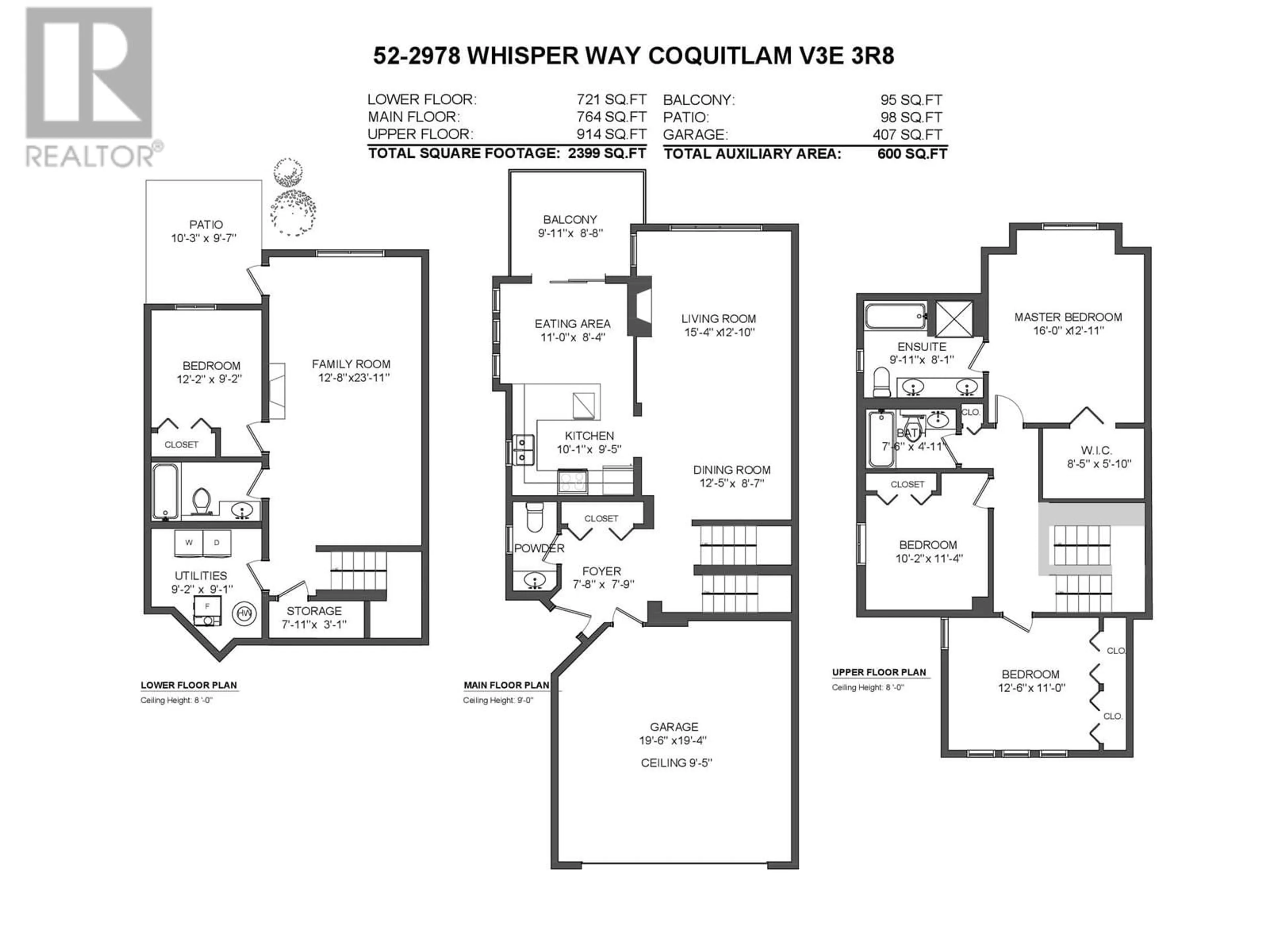 Floor plan for 52 2978 WHISPER WAY, Coquitlam British Columbia V3E3R8