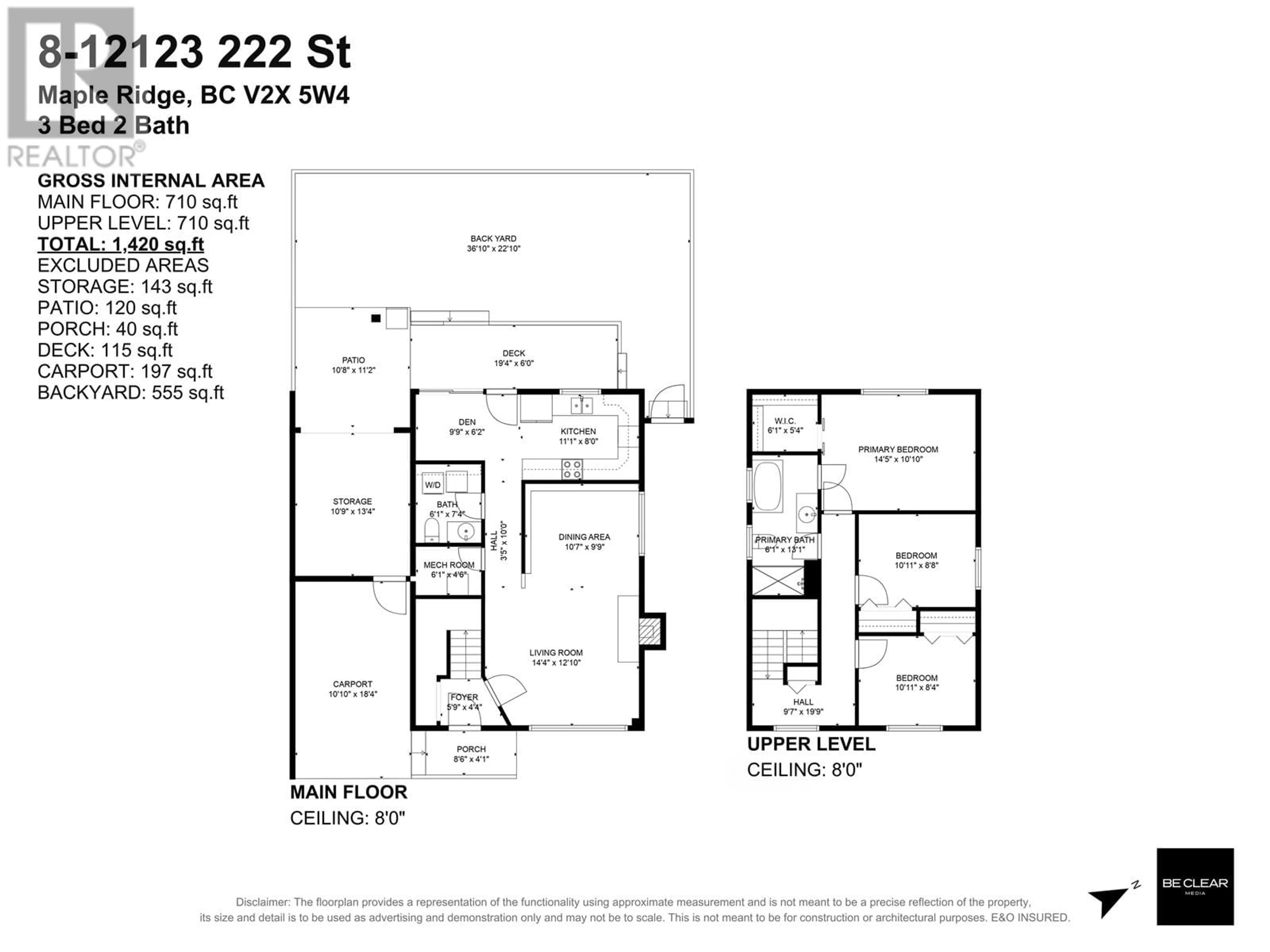 Floor plan for 8 12123 222 STREET, Maple Ridge British Columbia V2X5W4