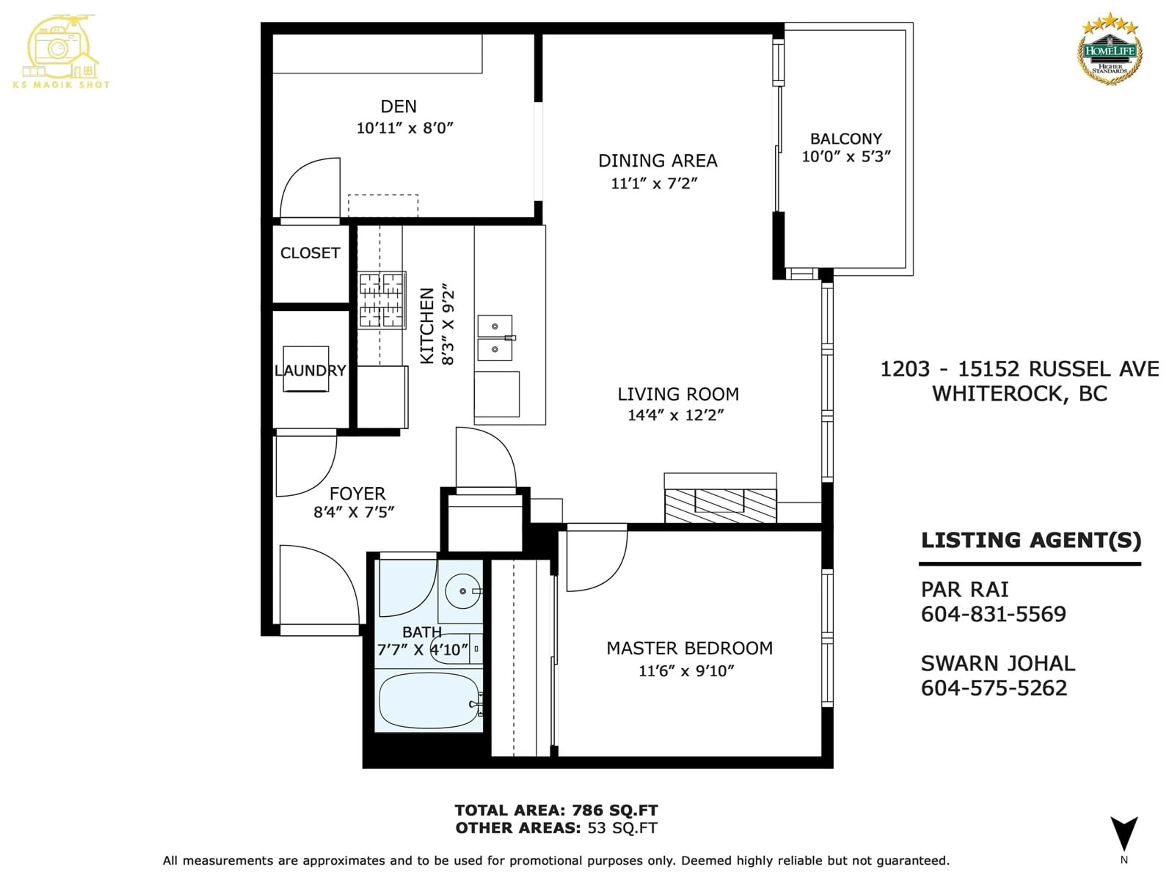 Floor plan for 1203 15152 RUSSELL AVENUE, White Rock British Columbia V4B0A3