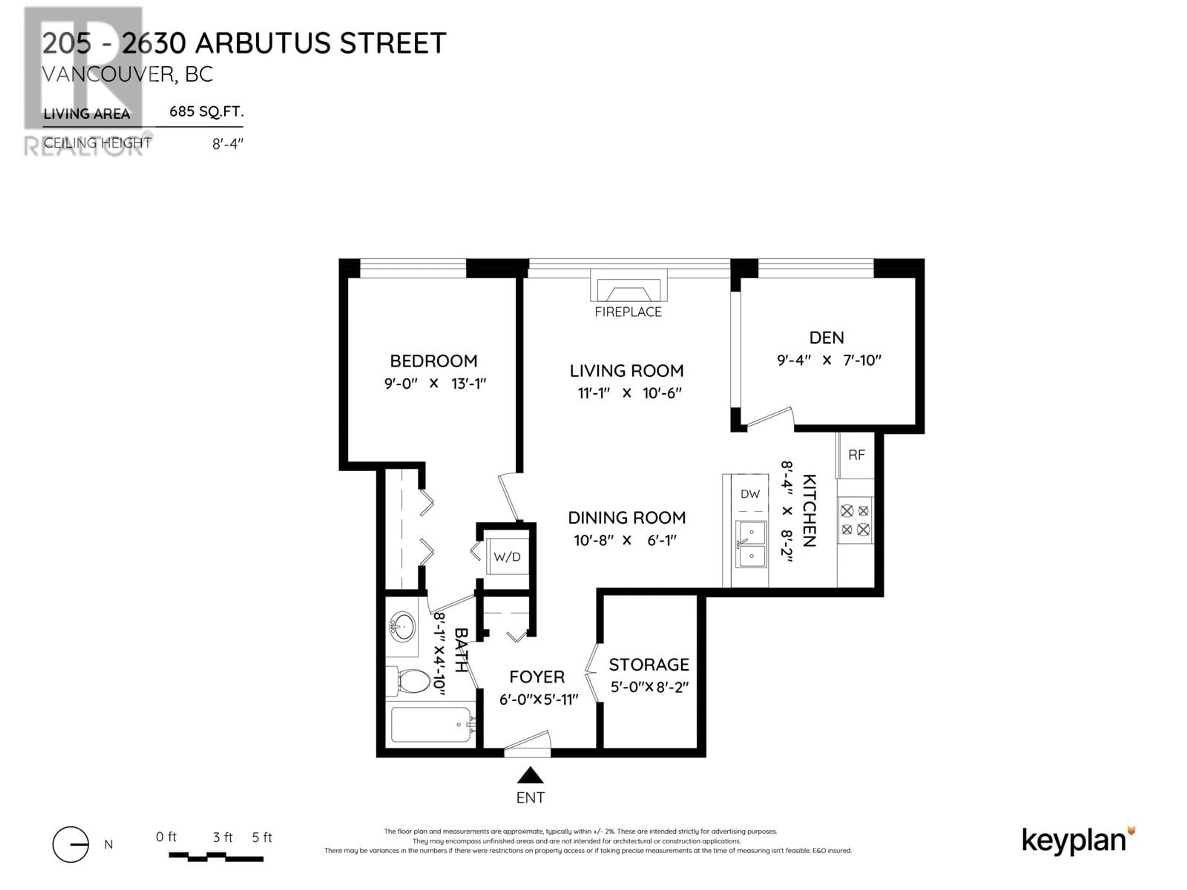 Floor plan for 205 2630 ARBUTUS STREET, Vancouver British Columbia V6J5L8