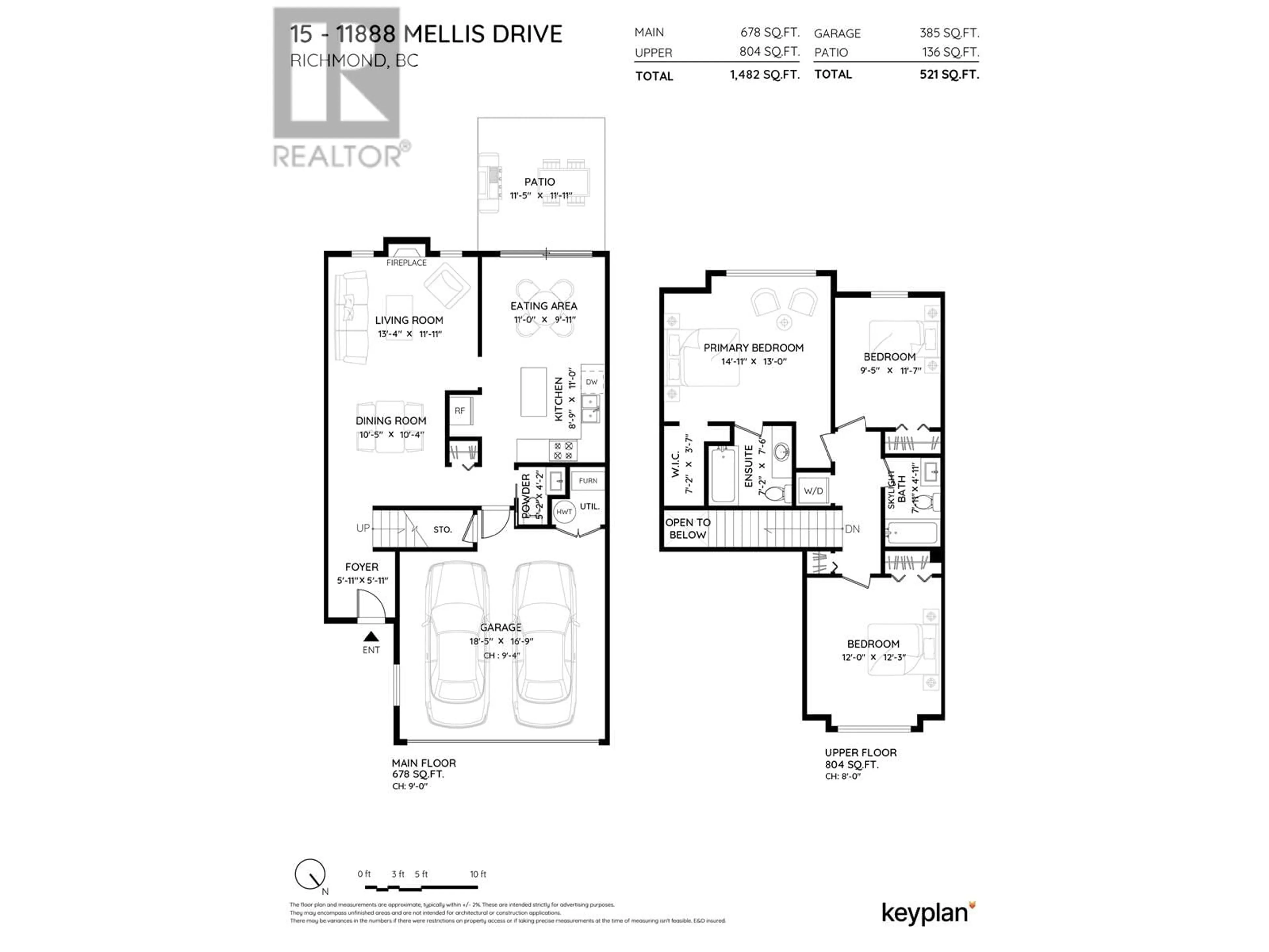 Floor plan for 15 11888 MELLIS DRIVE, Richmond British Columbia V6X1M1