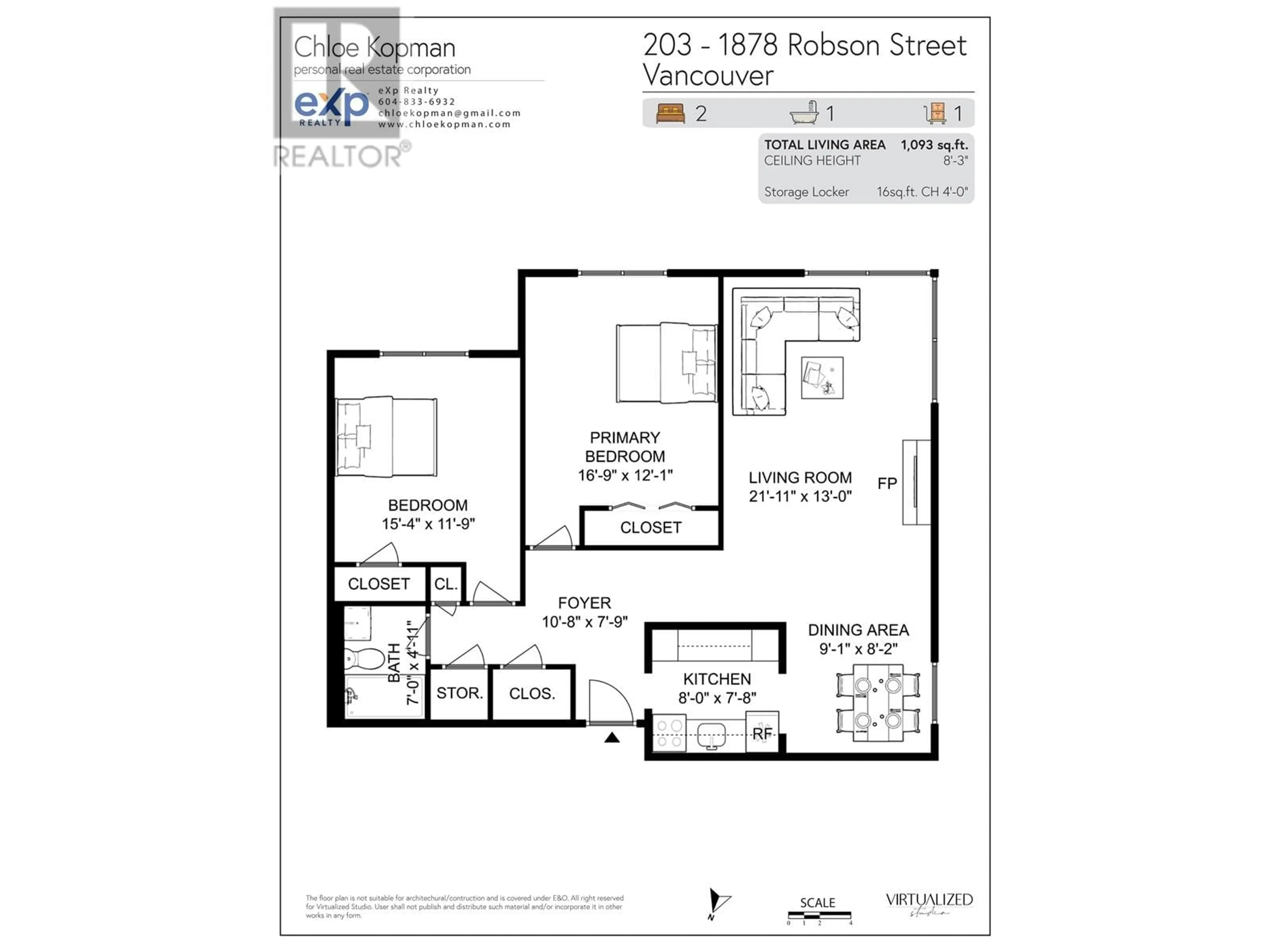 Floor plan for 203 1878 ROBSON STREET, Vancouver British Columbia V6G1E3