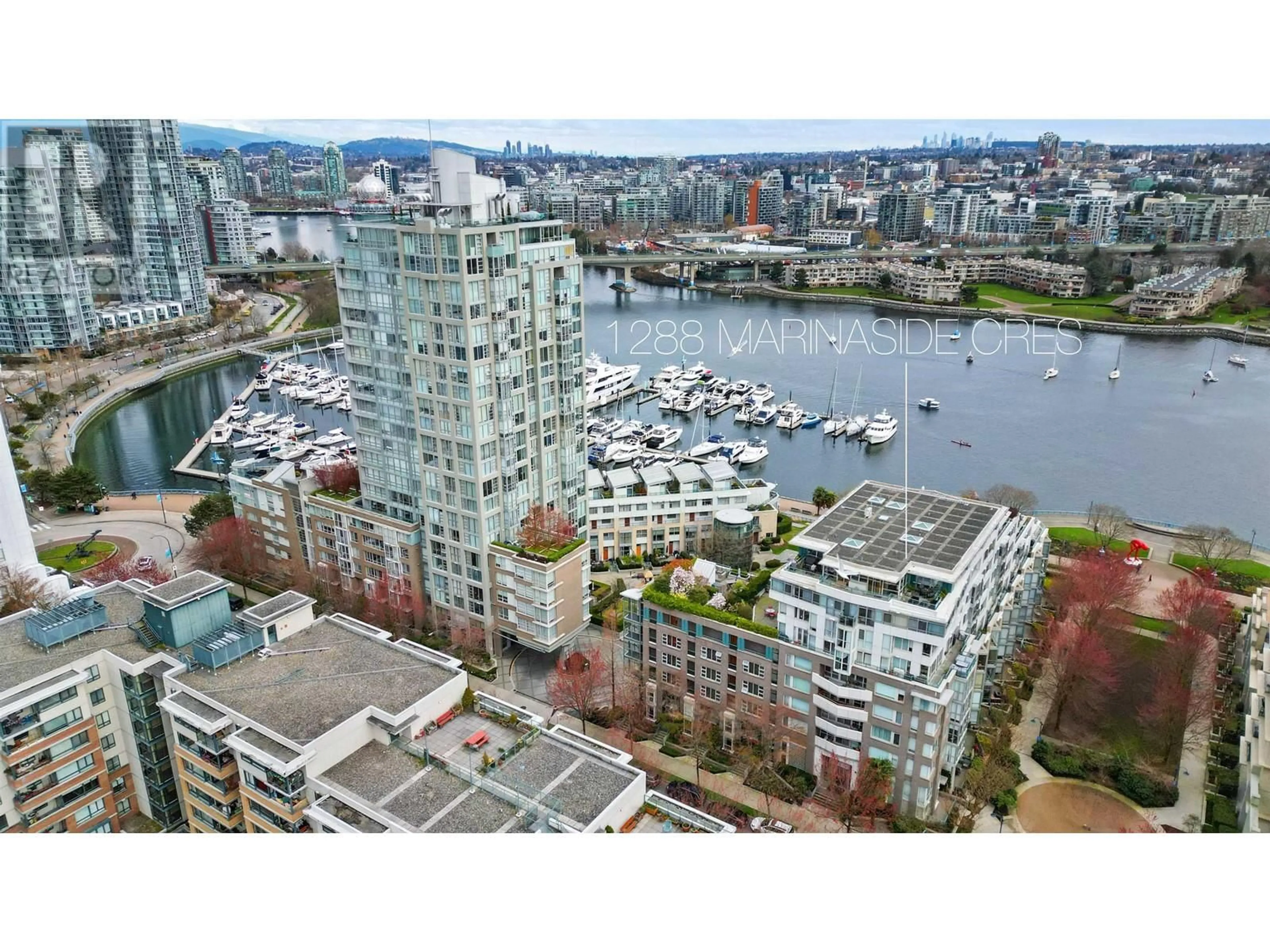 A pic from exterior of the house or condo, the view of city buildings for 603 1288 MARINASIDE CRESCENT, Vancouver British Columbia V6Z2W5