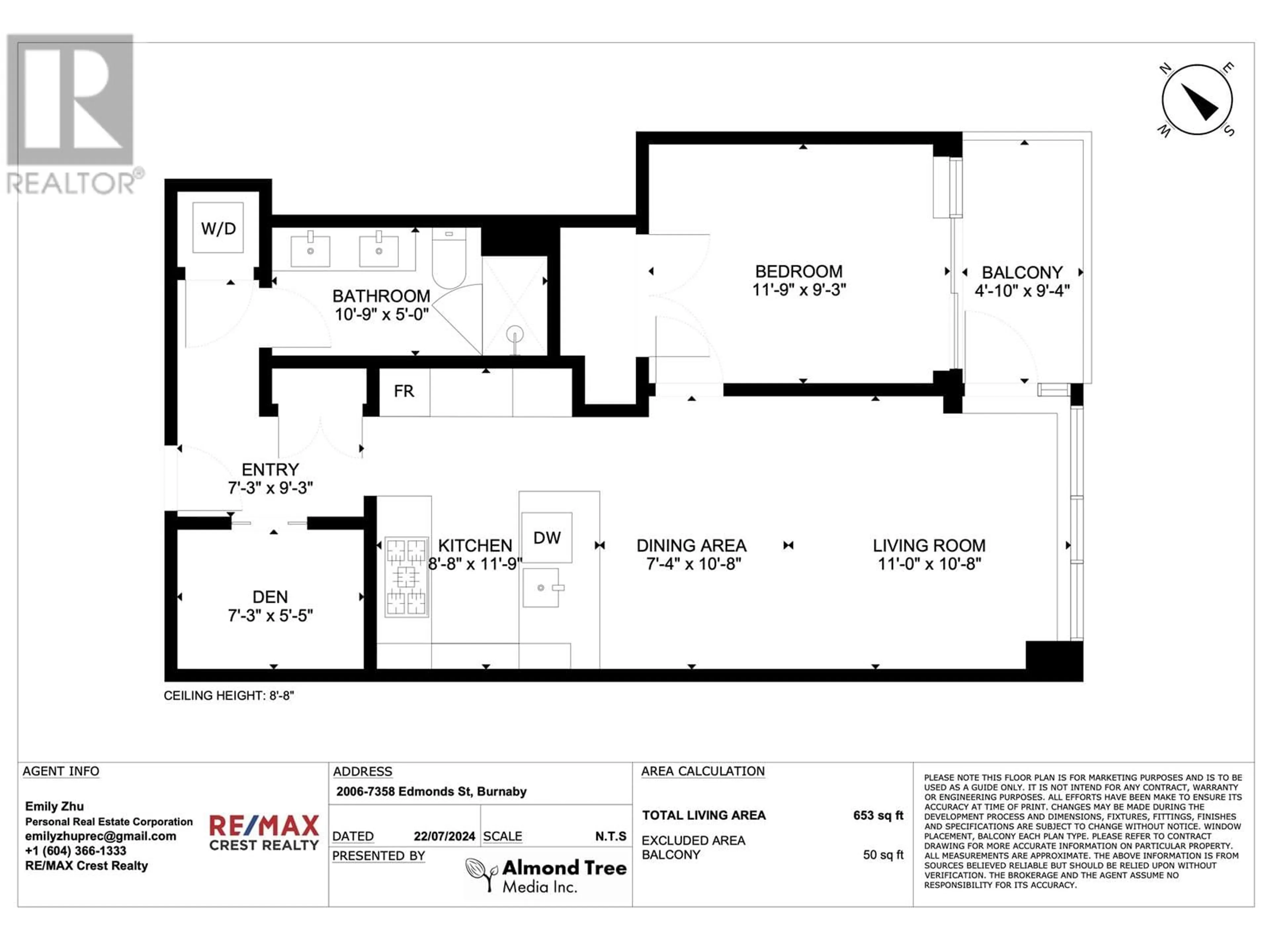 Floor plan for 2006 7358 EDMONDS STREET, Burnaby British Columbia V3N0H1