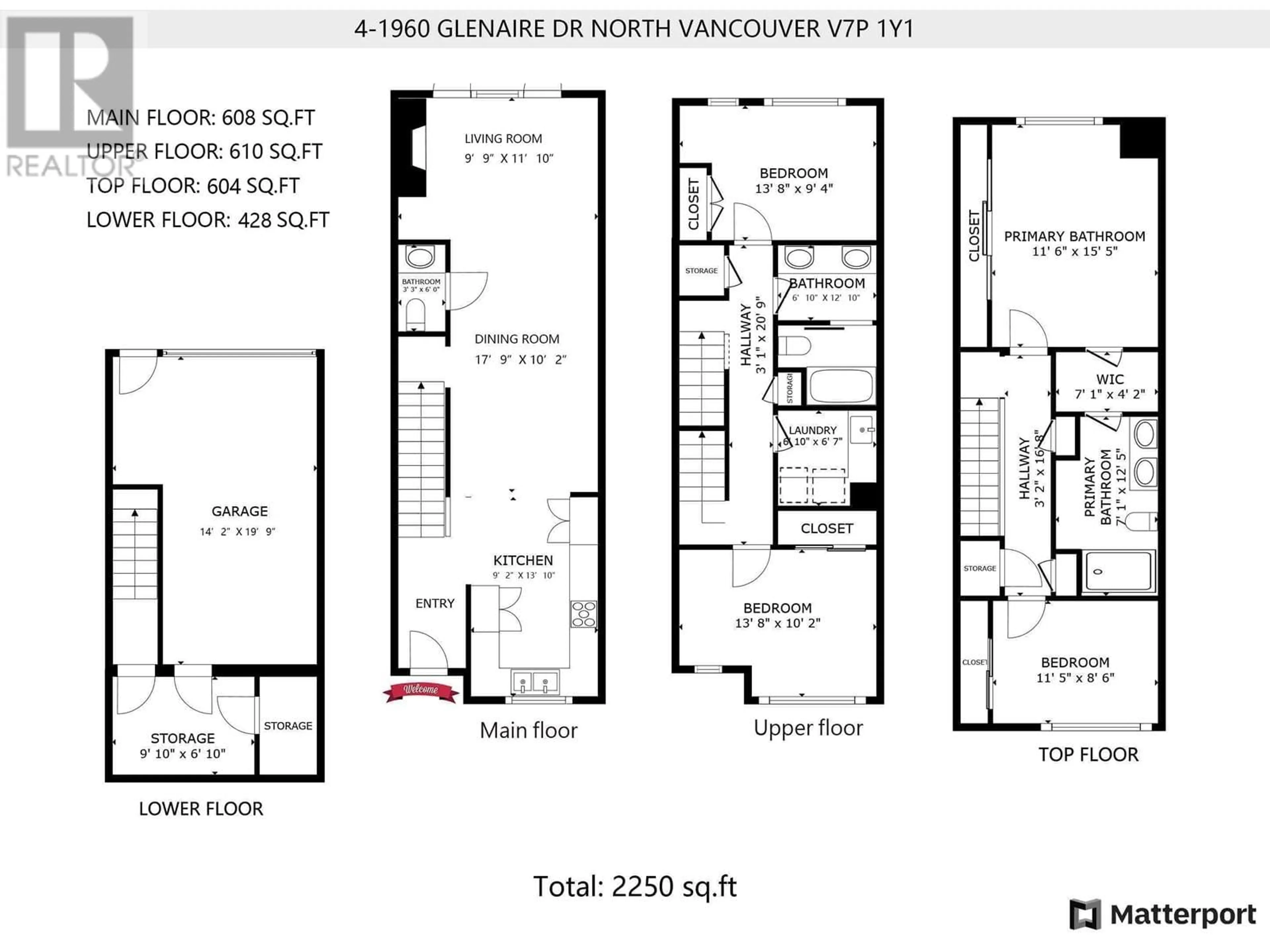 Floor plan for 4 1960 GLENAIRE DRIVE, Vancouver British Columbia V7P1Y1