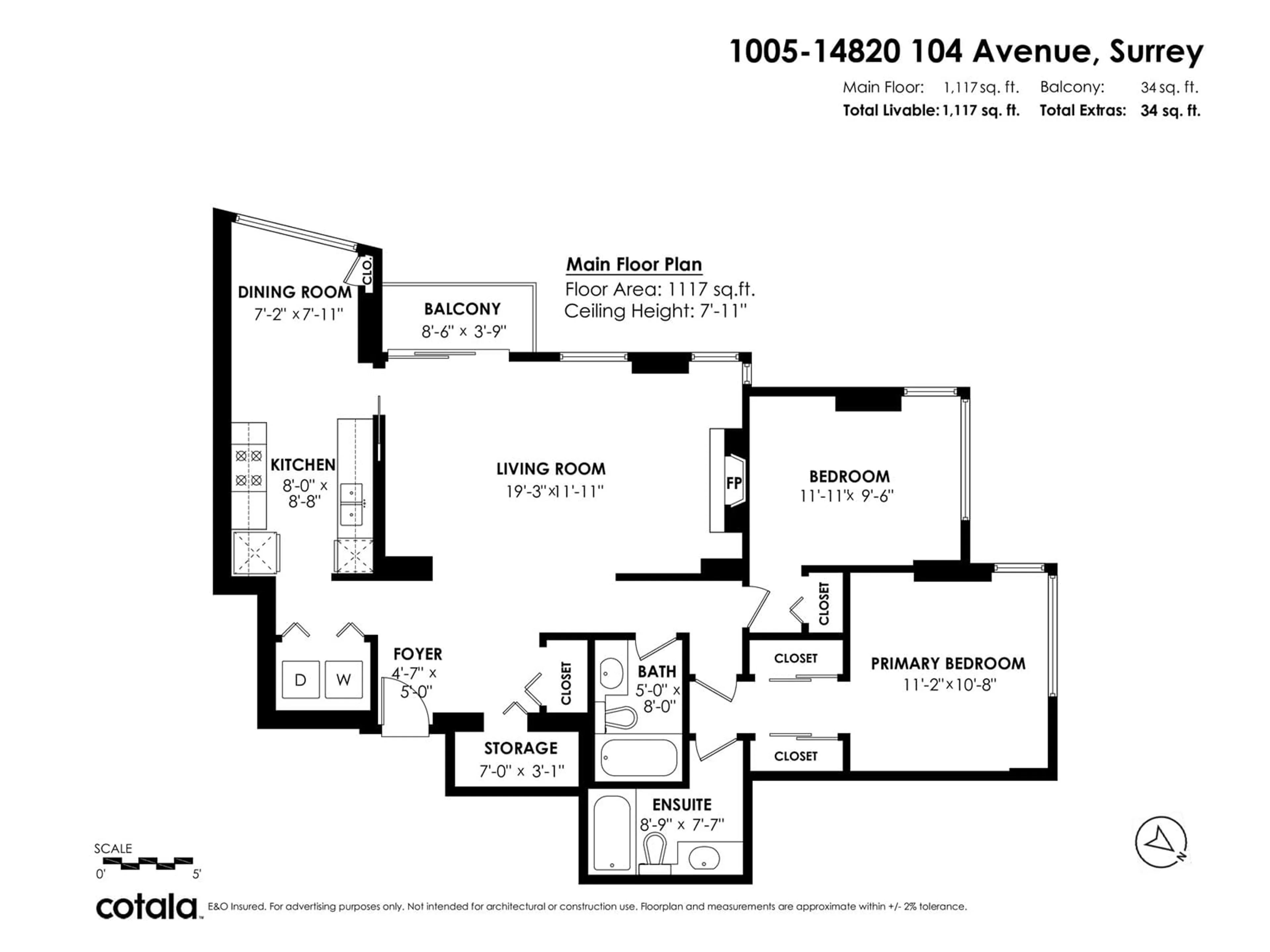 Floor plan for 1005 14820 104 AVENUE, Surrey British Columbia V3R0V9