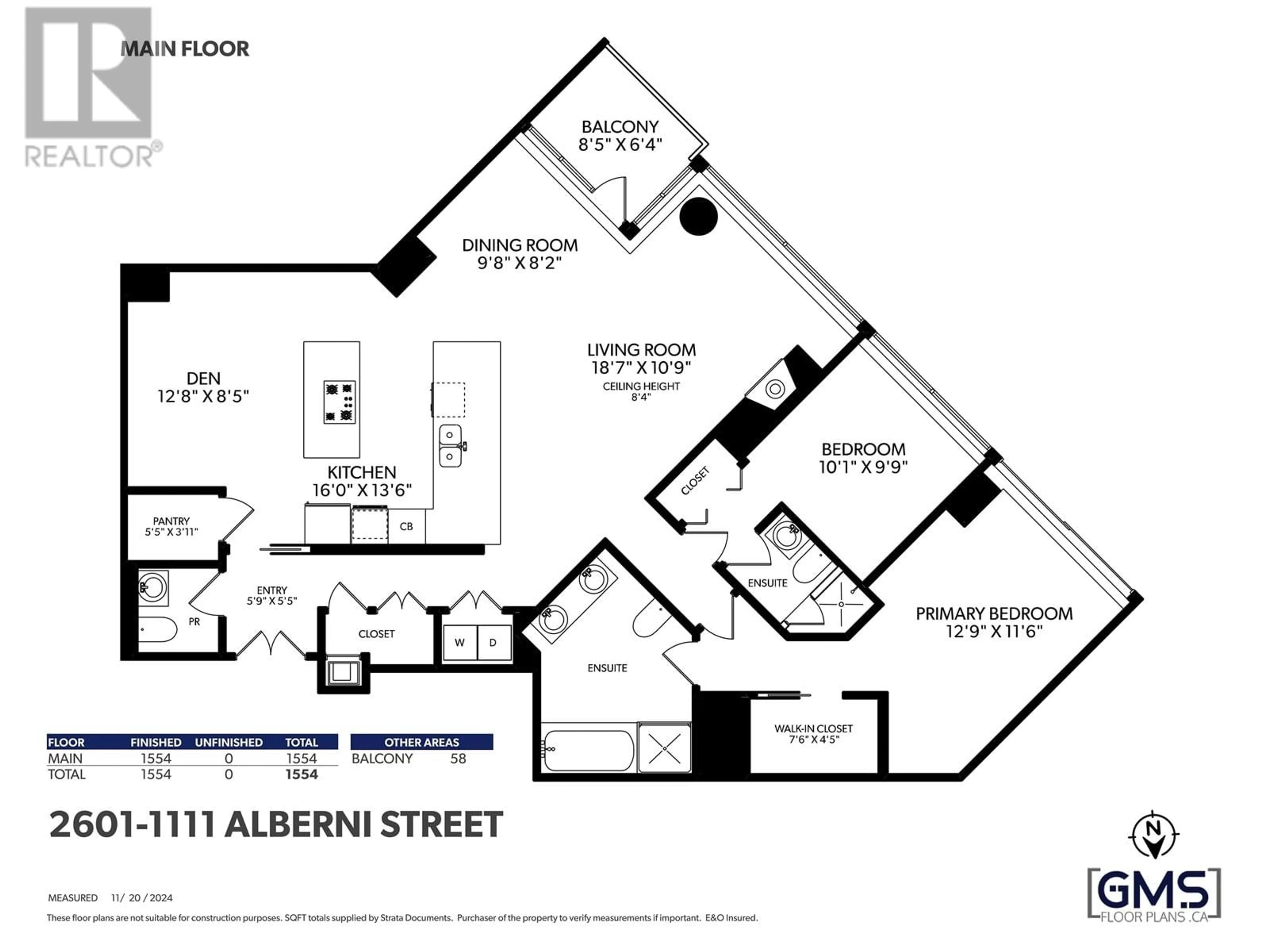 Floor plan for 2601 1111 ALBERNI STREET, Vancouver British Columbia V6E4V2