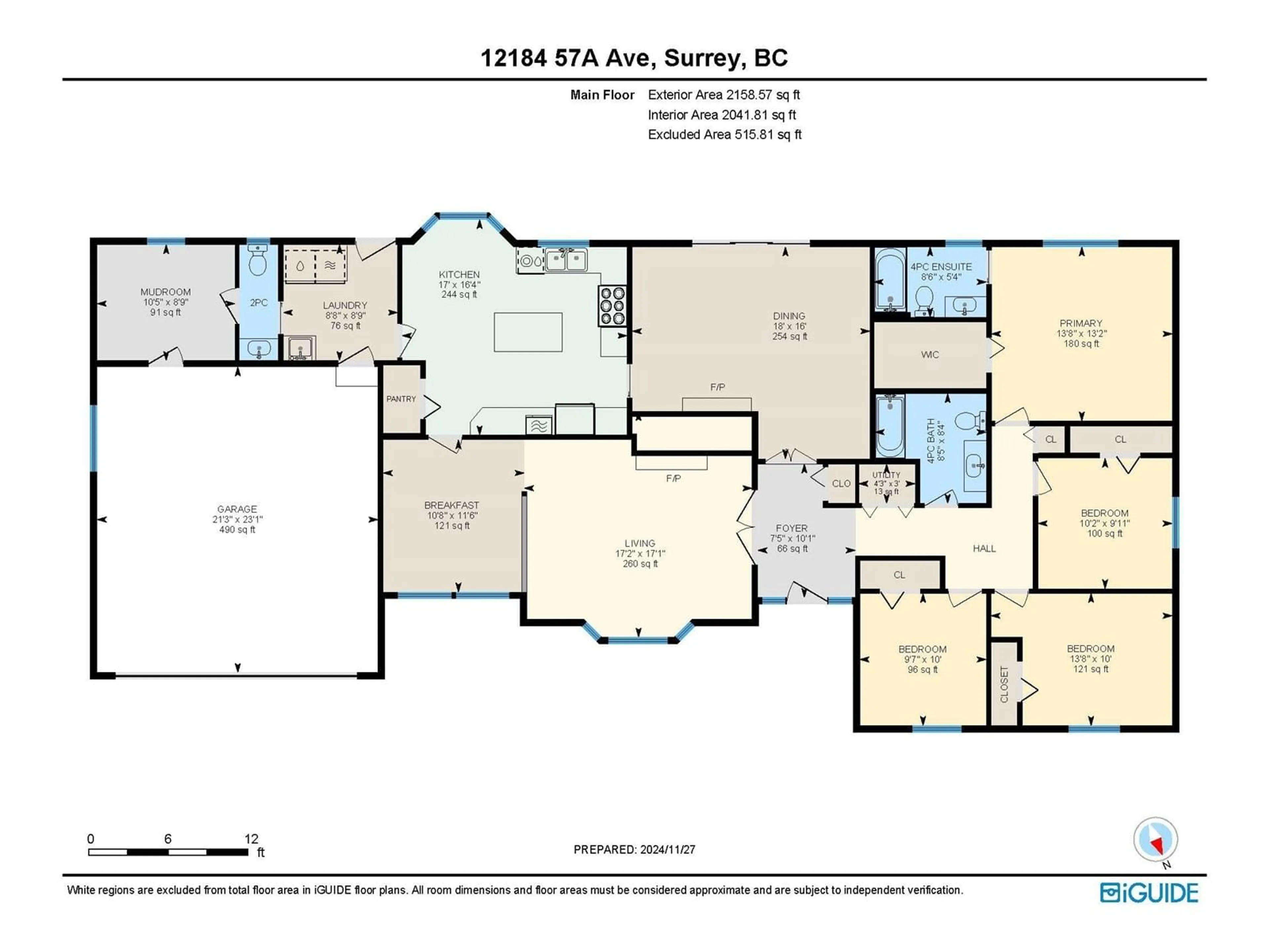 Floor plan for 12184 57A AVENUE, Surrey British Columbia V3X2S3