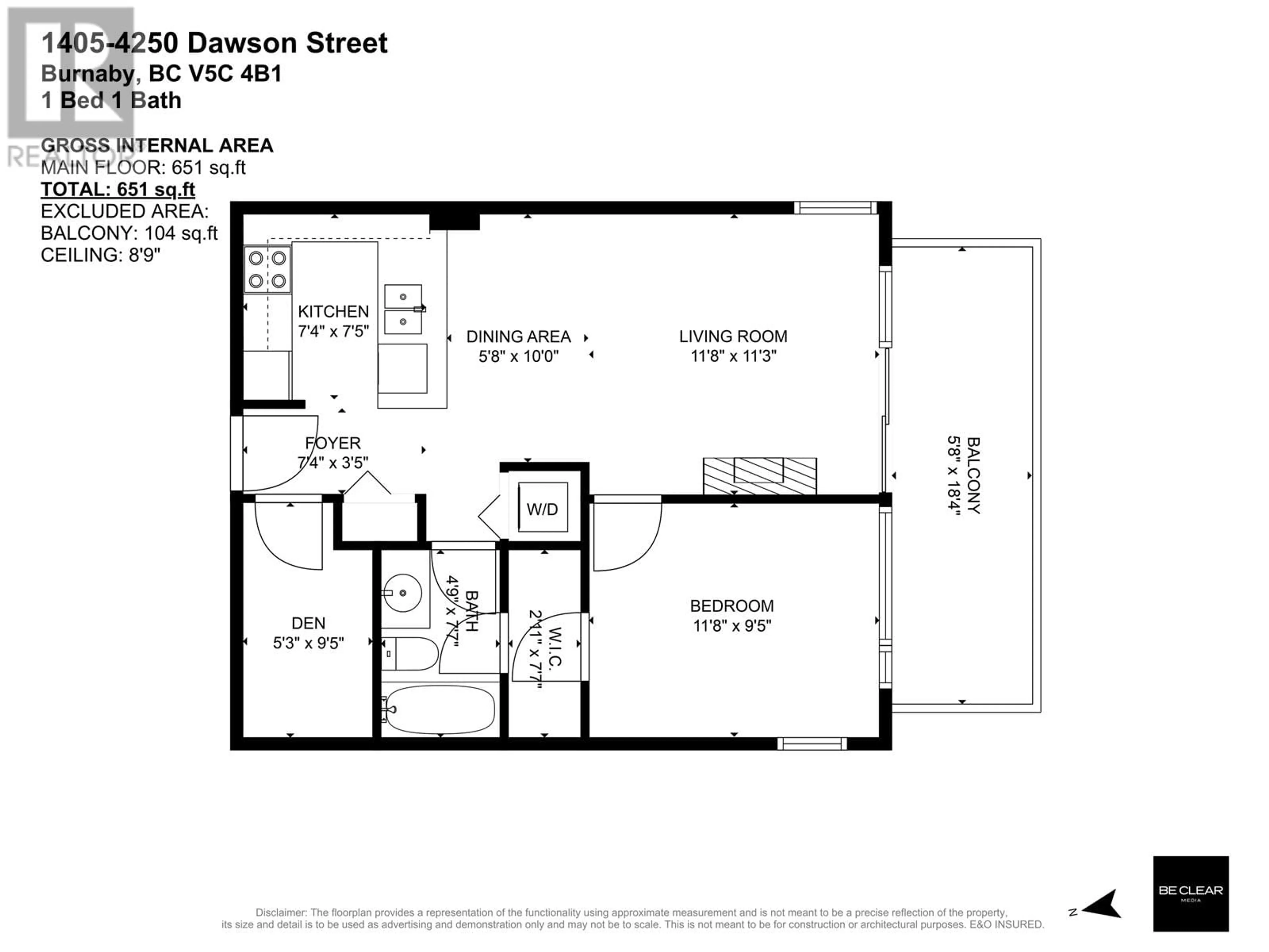 Floor plan for 1405 4250 DAWSON STREET, Burnaby British Columbia V5C4B1