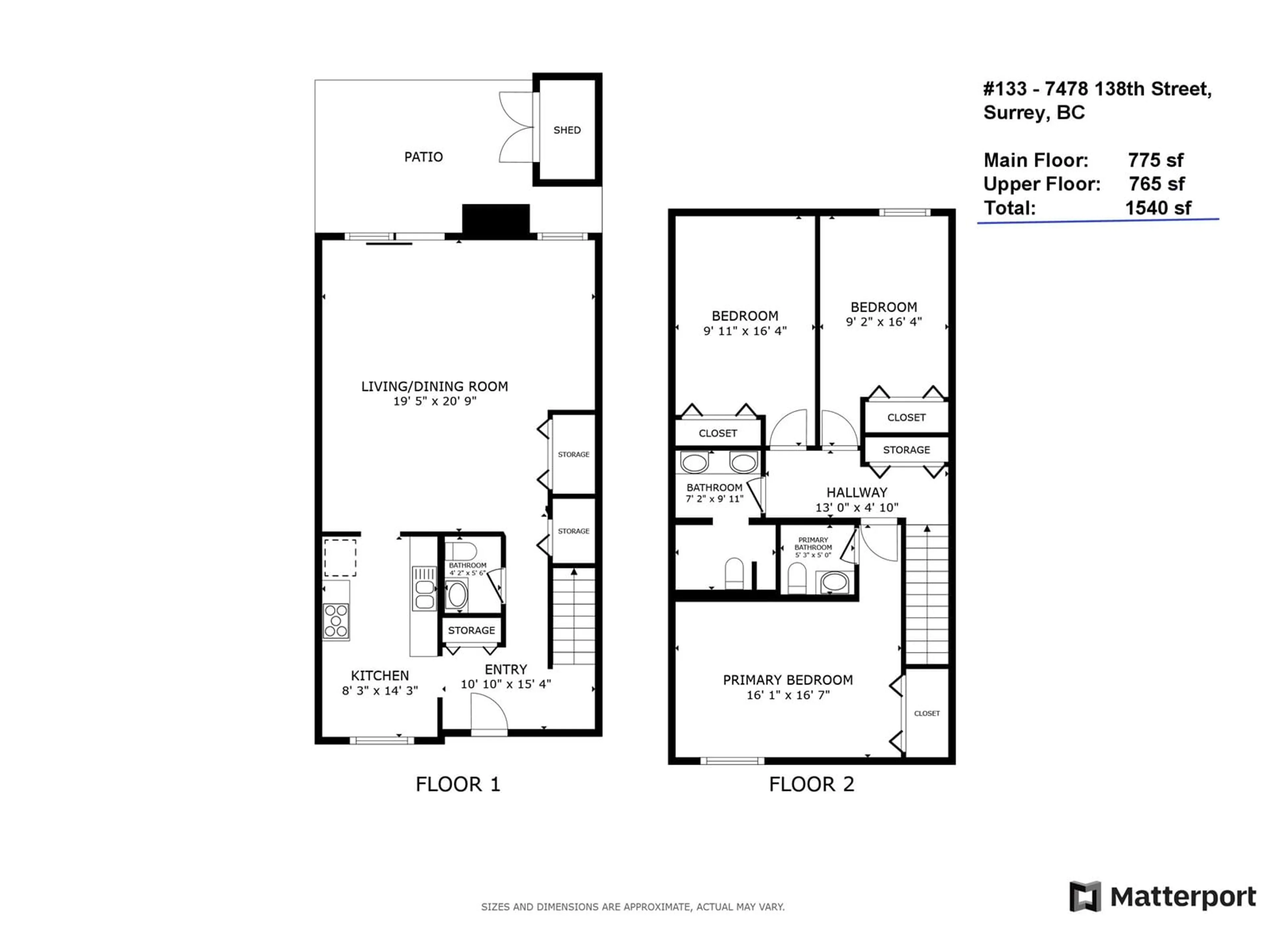 Floor plan for 133 7476 138 STREET, Surrey British Columbia V3W6G4