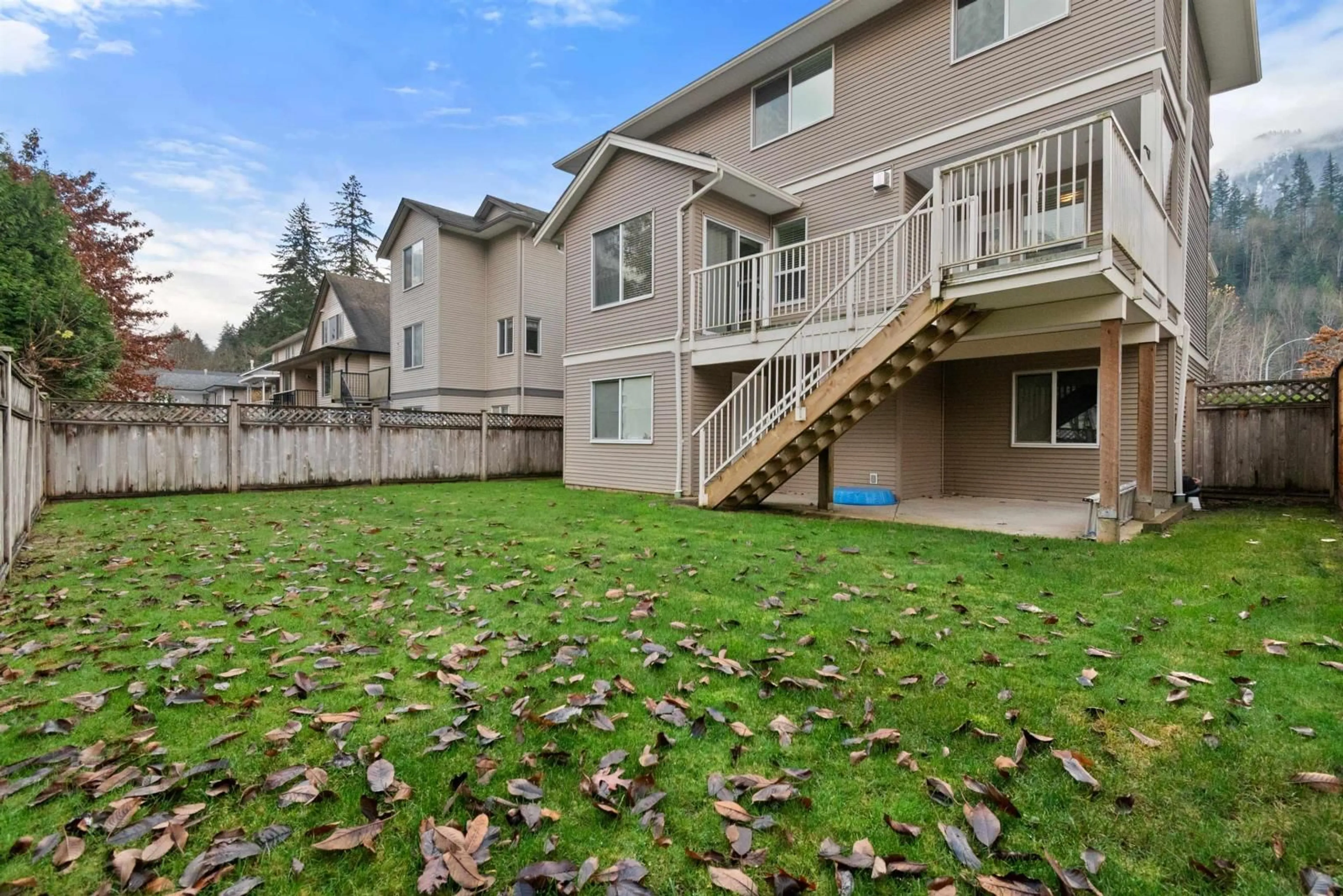 A pic from exterior of the house or condo, the fenced backyard for 65997 OGILVIEW DRIVE, Hope British Columbia V0X1L1