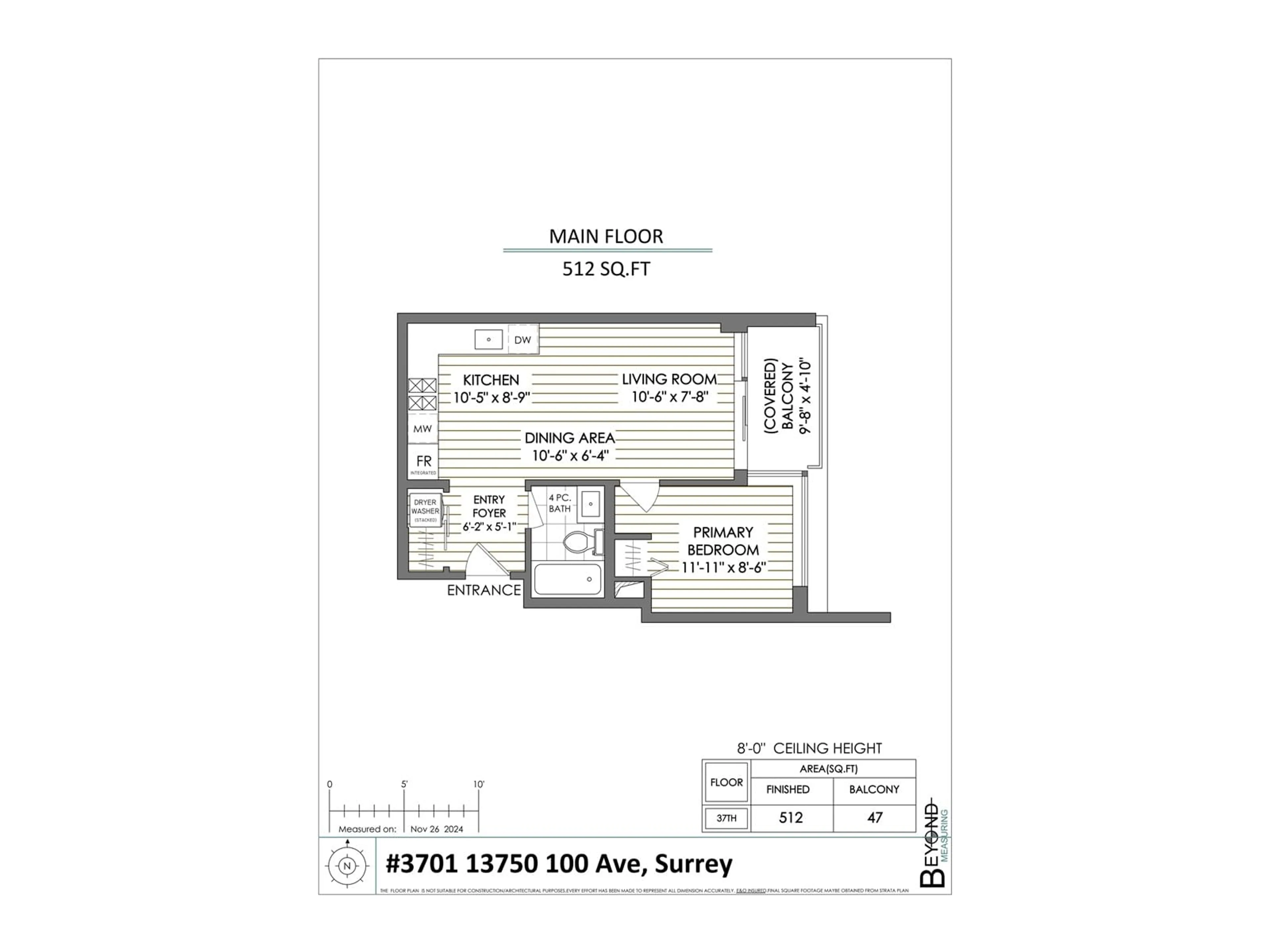 Floor plan for 3701 13750 100 AVENUE, Surrey British Columbia V3T0L3