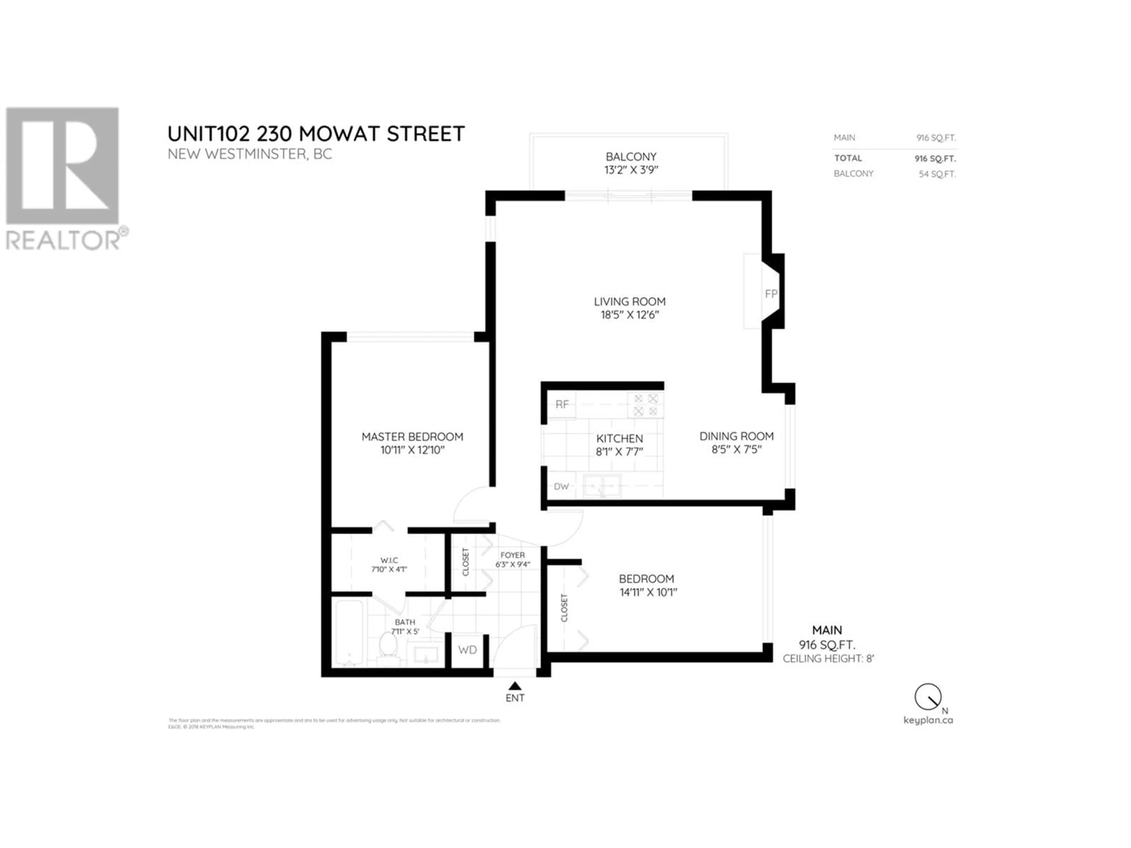 Floor plan for 102 230 MOWAT STREET, New Westminster British Columbia V3M4B2