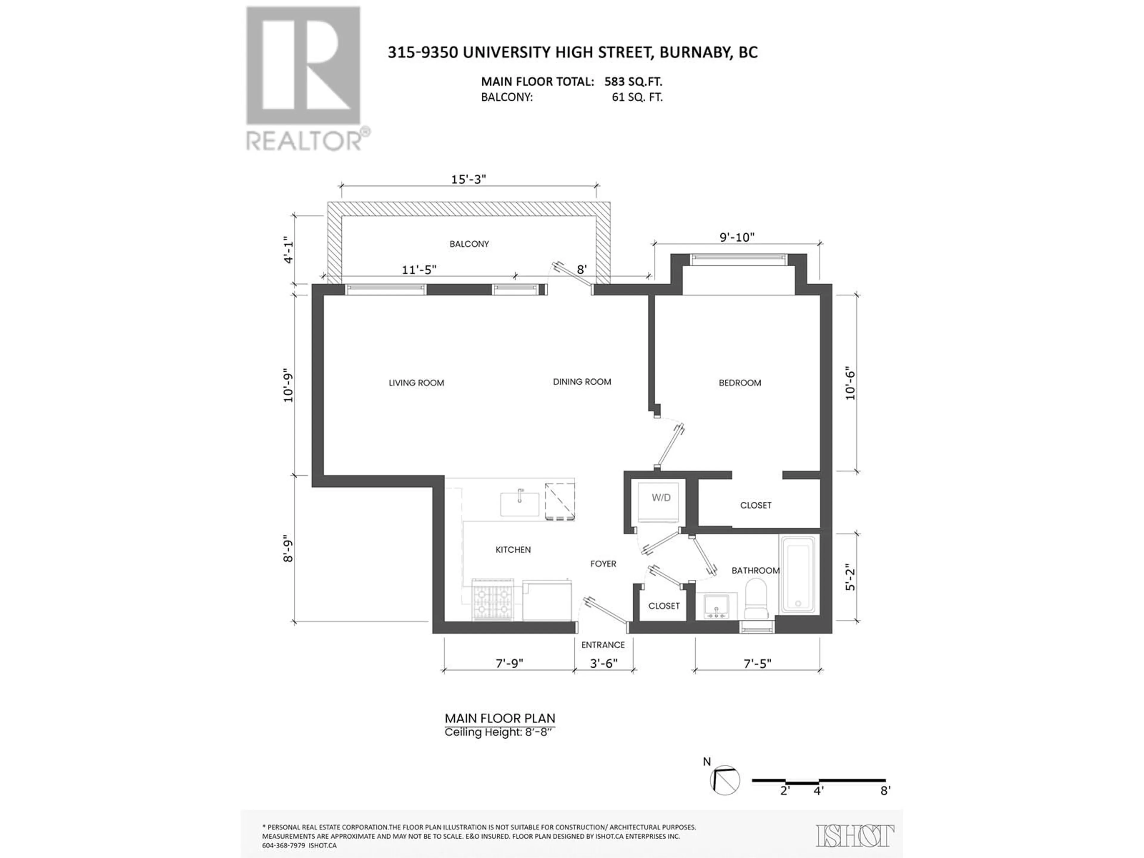 Floor plan for 315 9350 UNIVERSITY HIGH STREET, Burnaby British Columbia V5A0B6