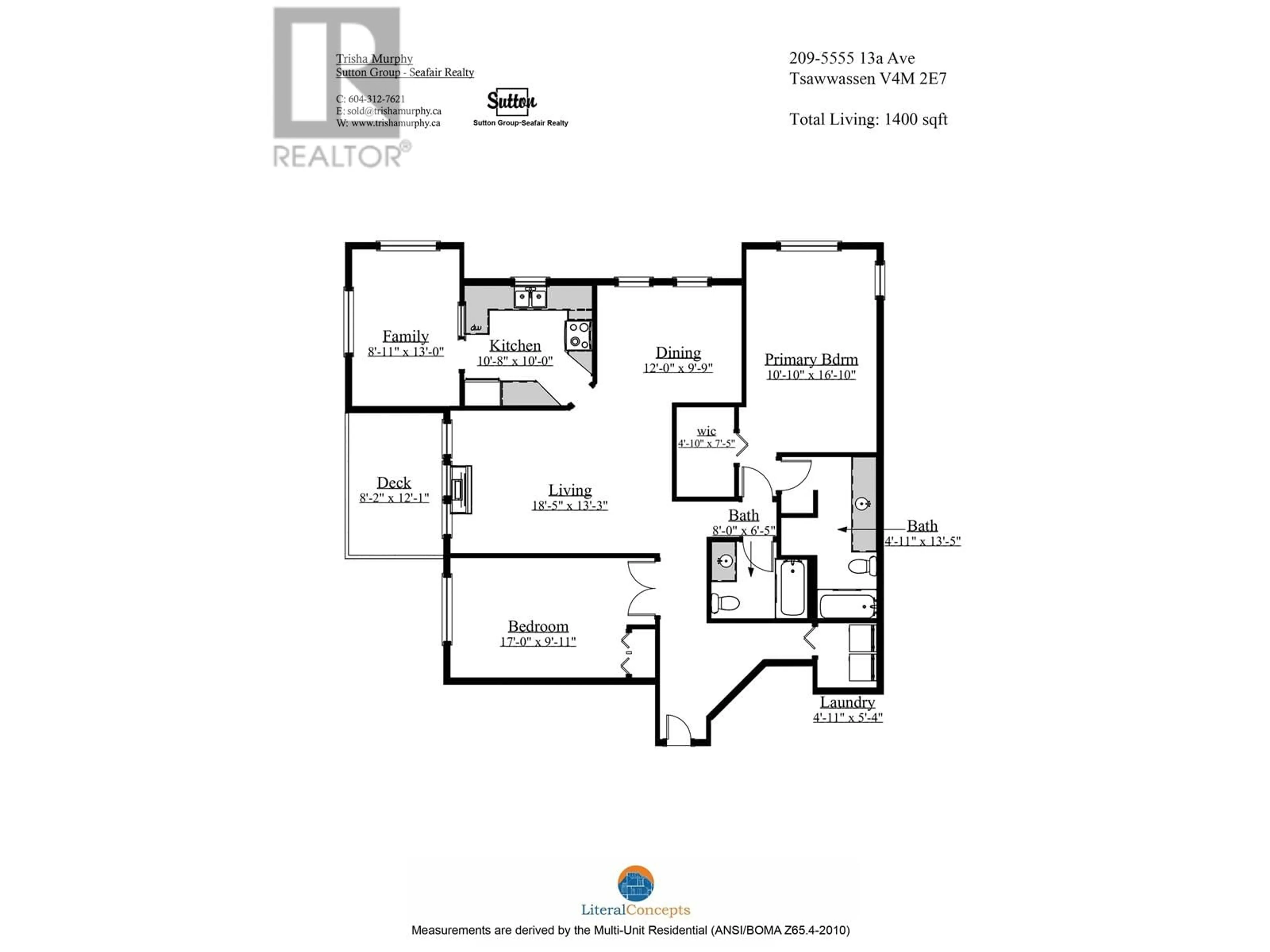 Floor plan for 209 5555 13A AVENUE, Delta British Columbia V4M2E7