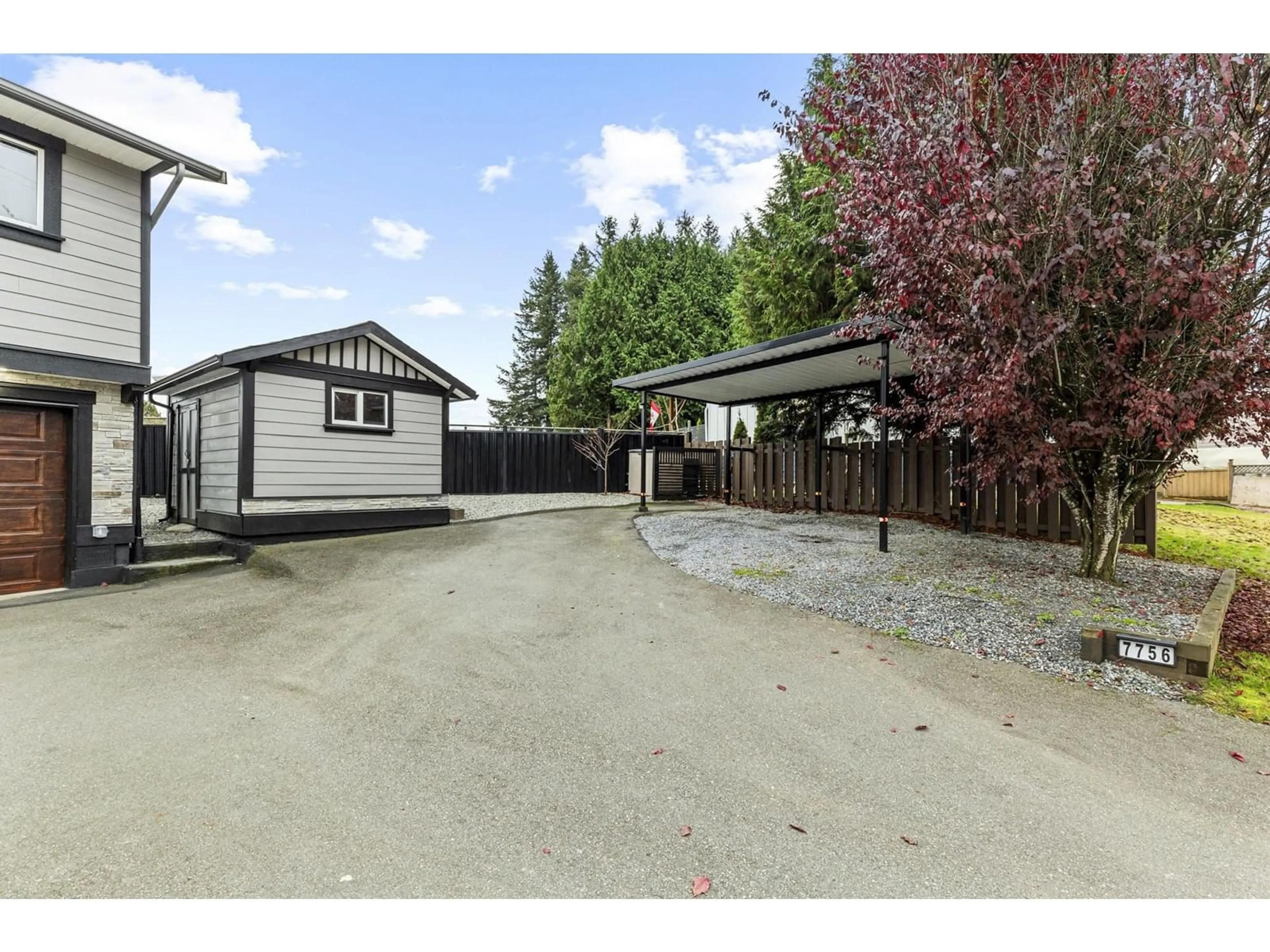 Frontside or backside of a home, the fenced backyard for 7756 SANDPIPER DRIVE, Mission British Columbia V2V4K9