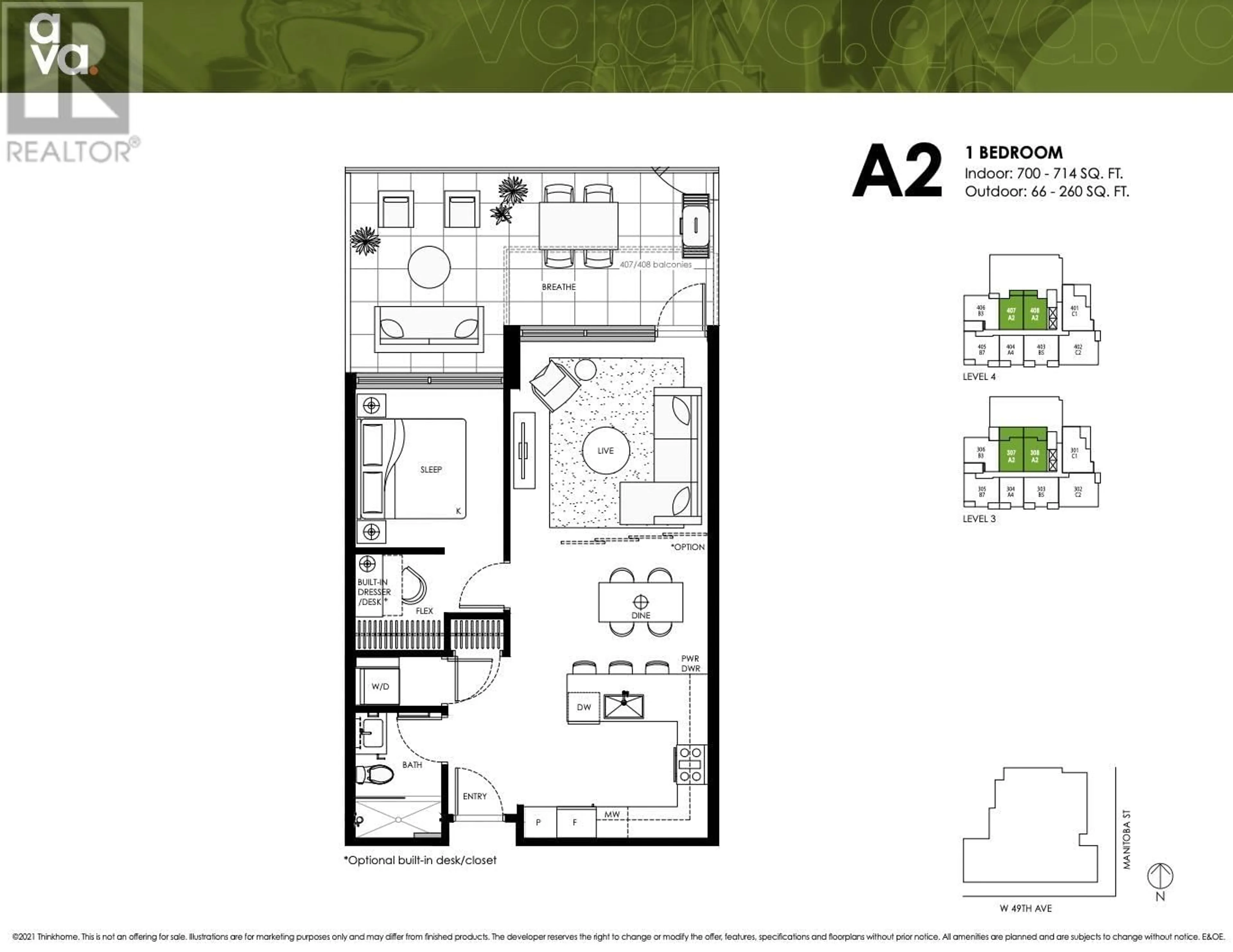 Floor plan for 407 6485 MANITOBA STREET, Vancouver British Columbia V0V0V0