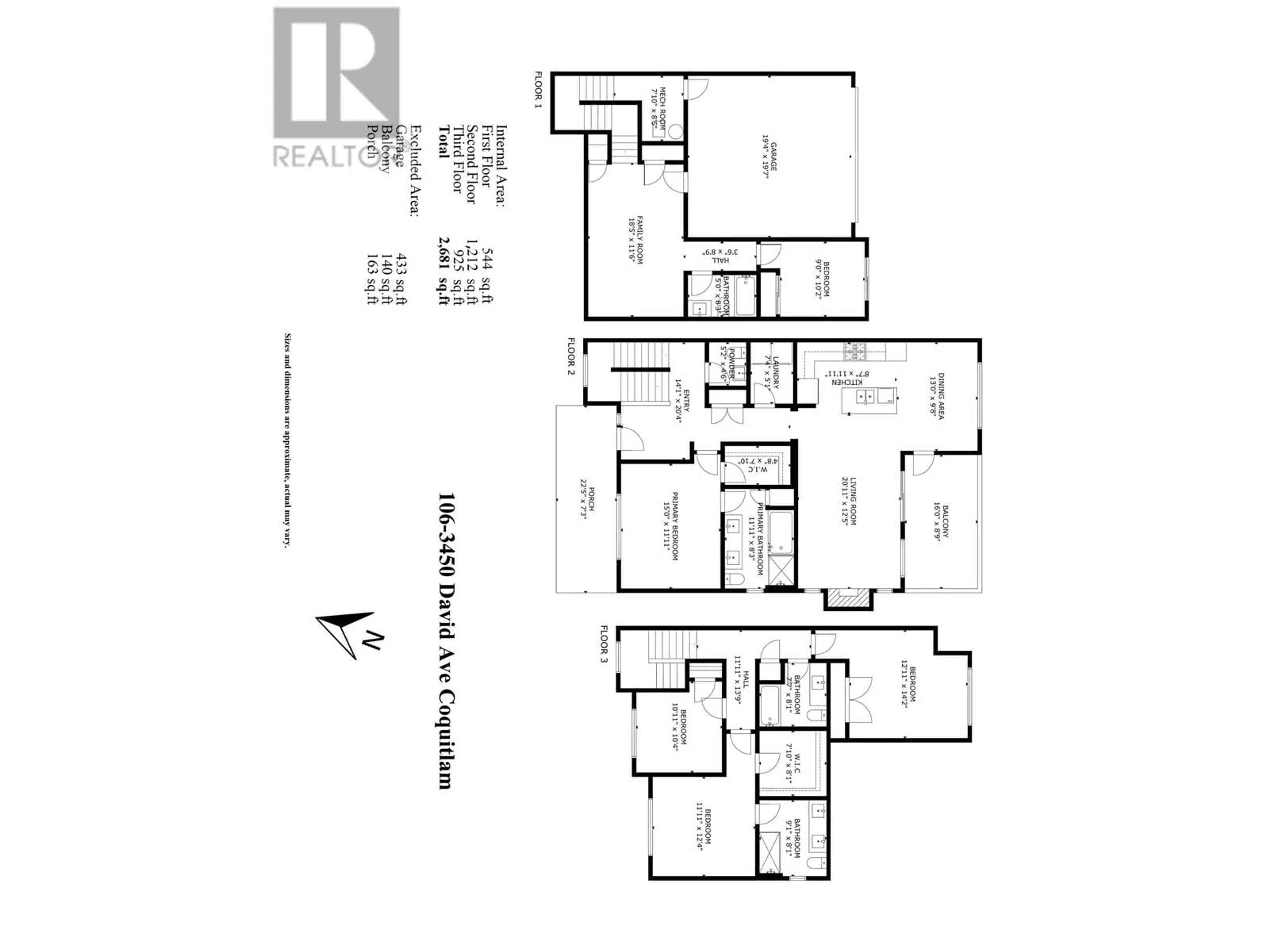 Floor plan for 106 3450 DAVID AVENUE, Coquitlam British Columbia V3E0J9