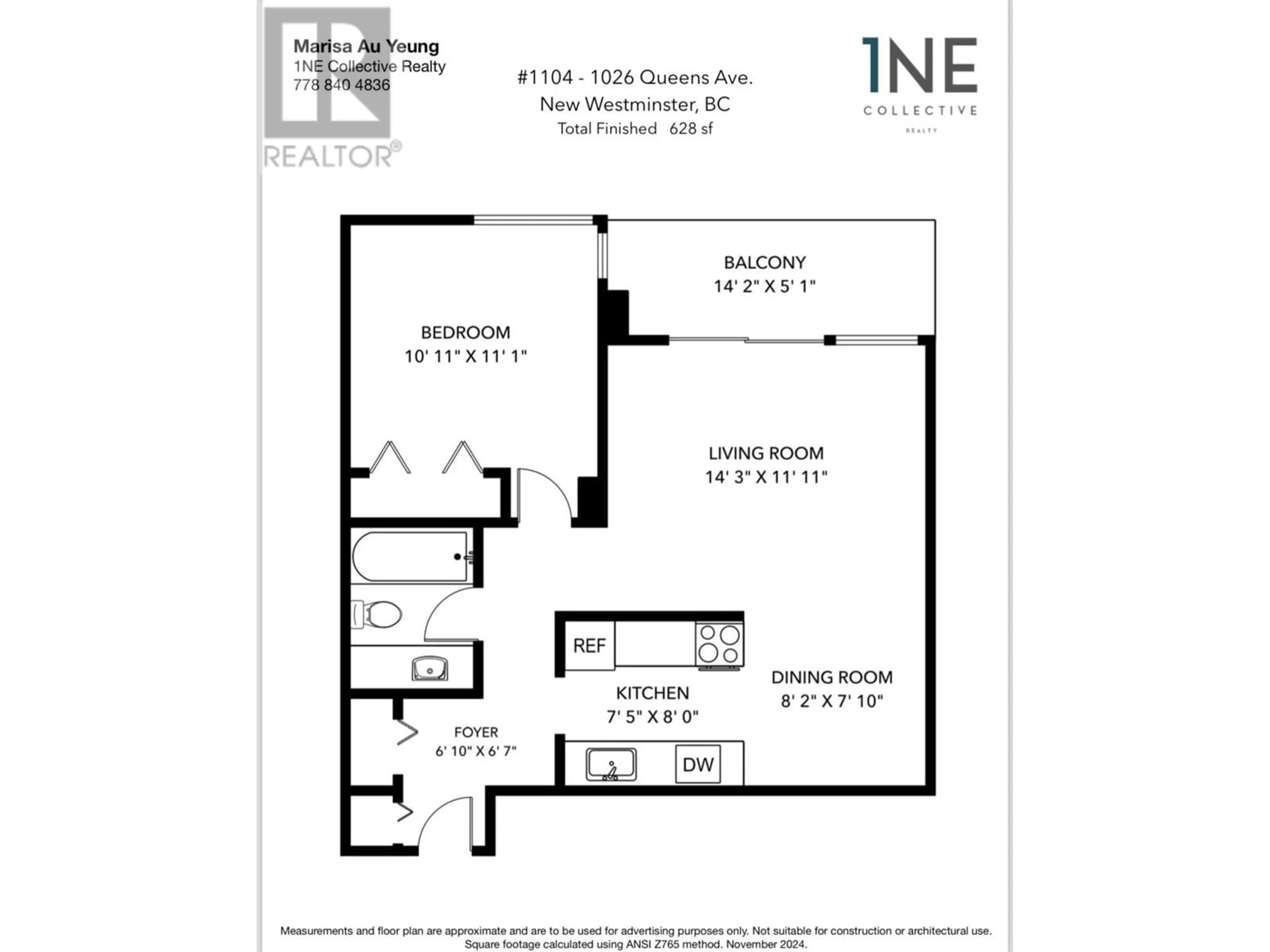 Floor plan for 1104 1026 QUEENS AVENUE, New Westminster British Columbia V3M6B2