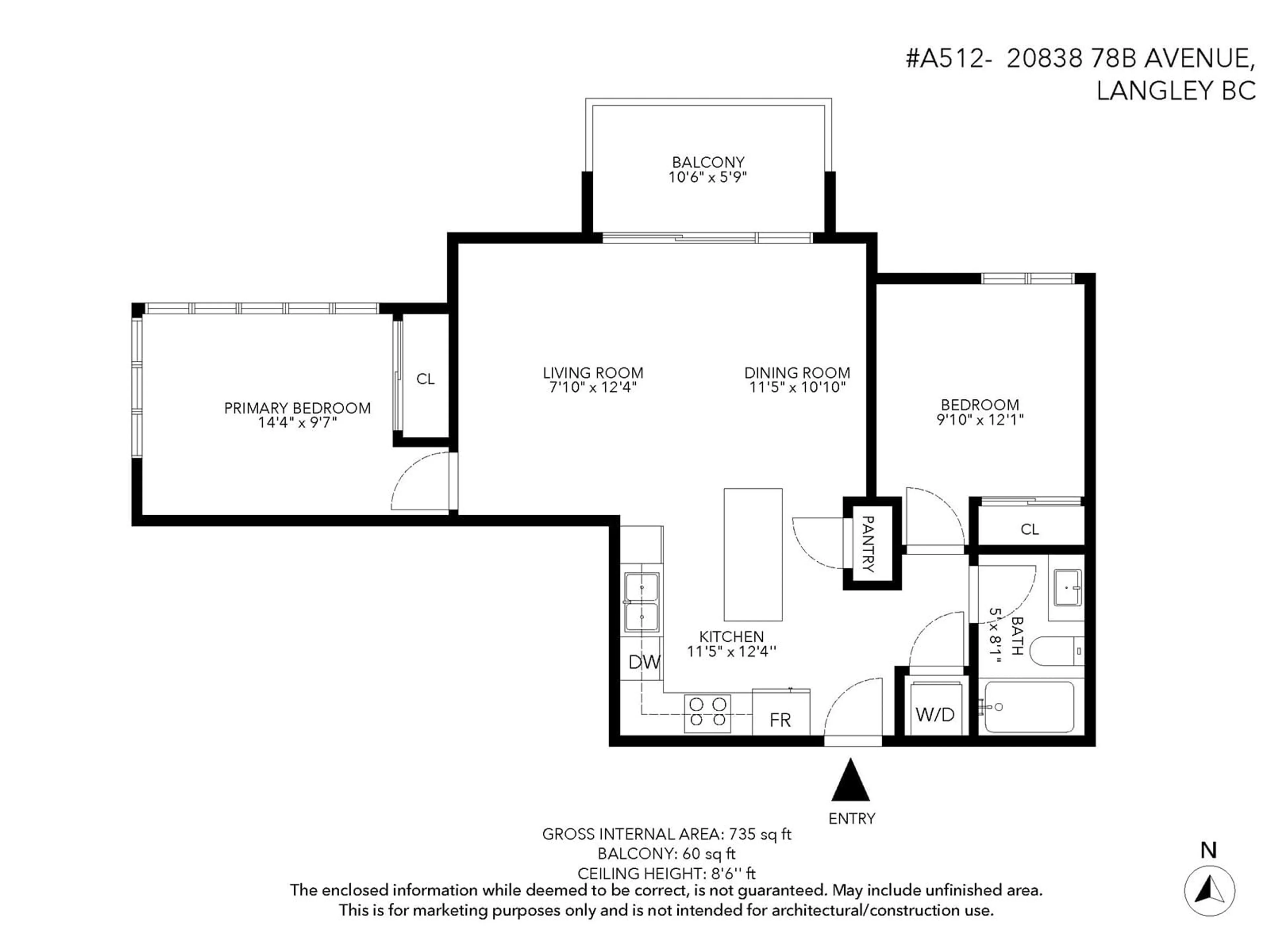 Floor plan for A512 20838 78B AVENUE, Langley British Columbia V2Y3M1